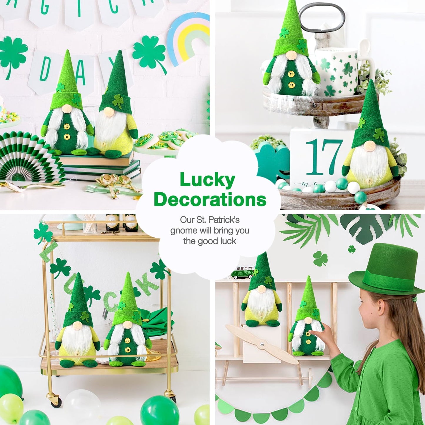 Ayieyill 2Pcs st patricks day decorations Gnome Plush, Green Saint Paddy's Day Elf St. Patricks day decor