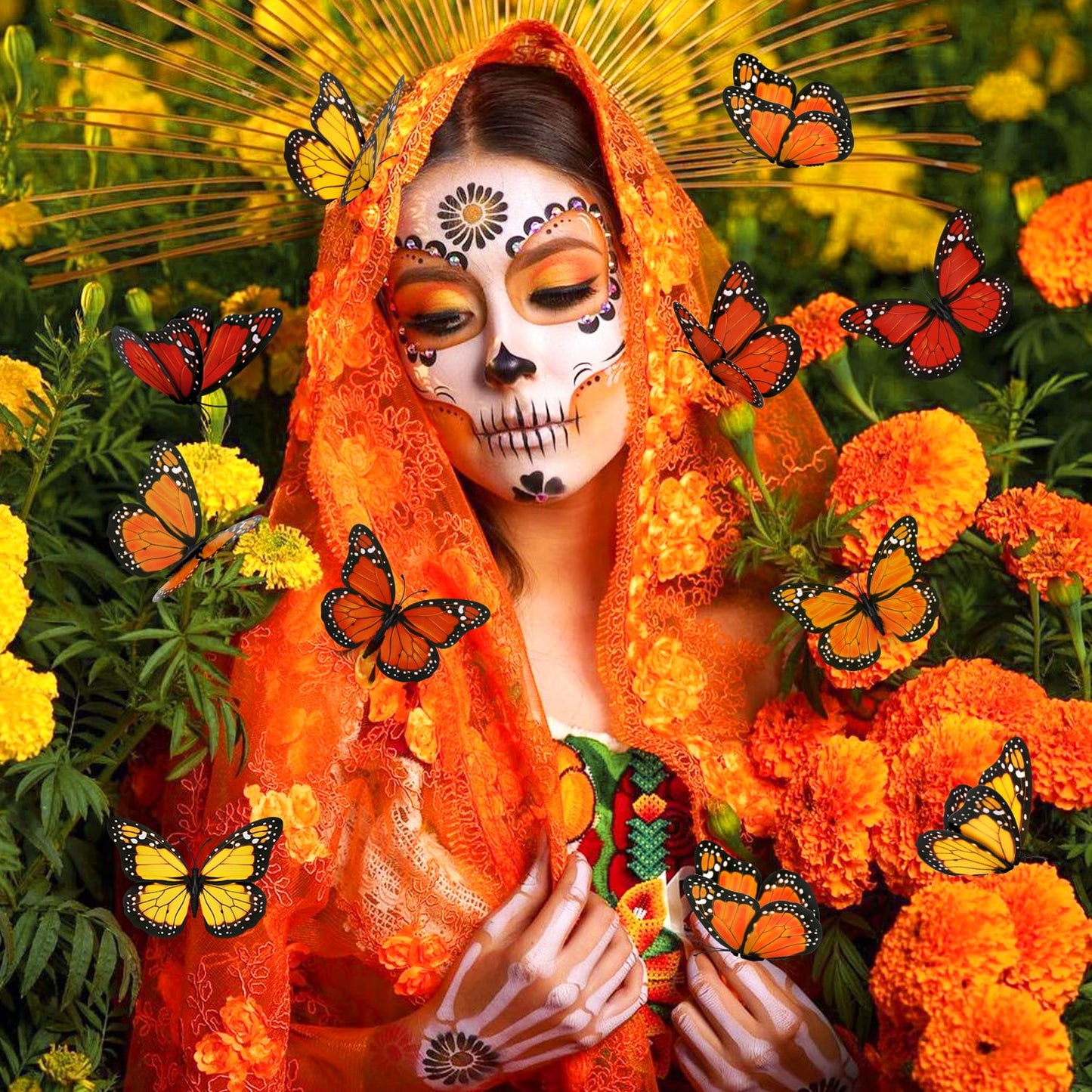 Ayieyill 40 Pcs Monarch Butterfly Cinco de Mayo Decorations Orange Butterflies for Crafts Premium Fake Butterflies Dia De Los Muertos Decor Wall Decor for Room, Wedding, Party  (4.72''L x 3.1'' H)