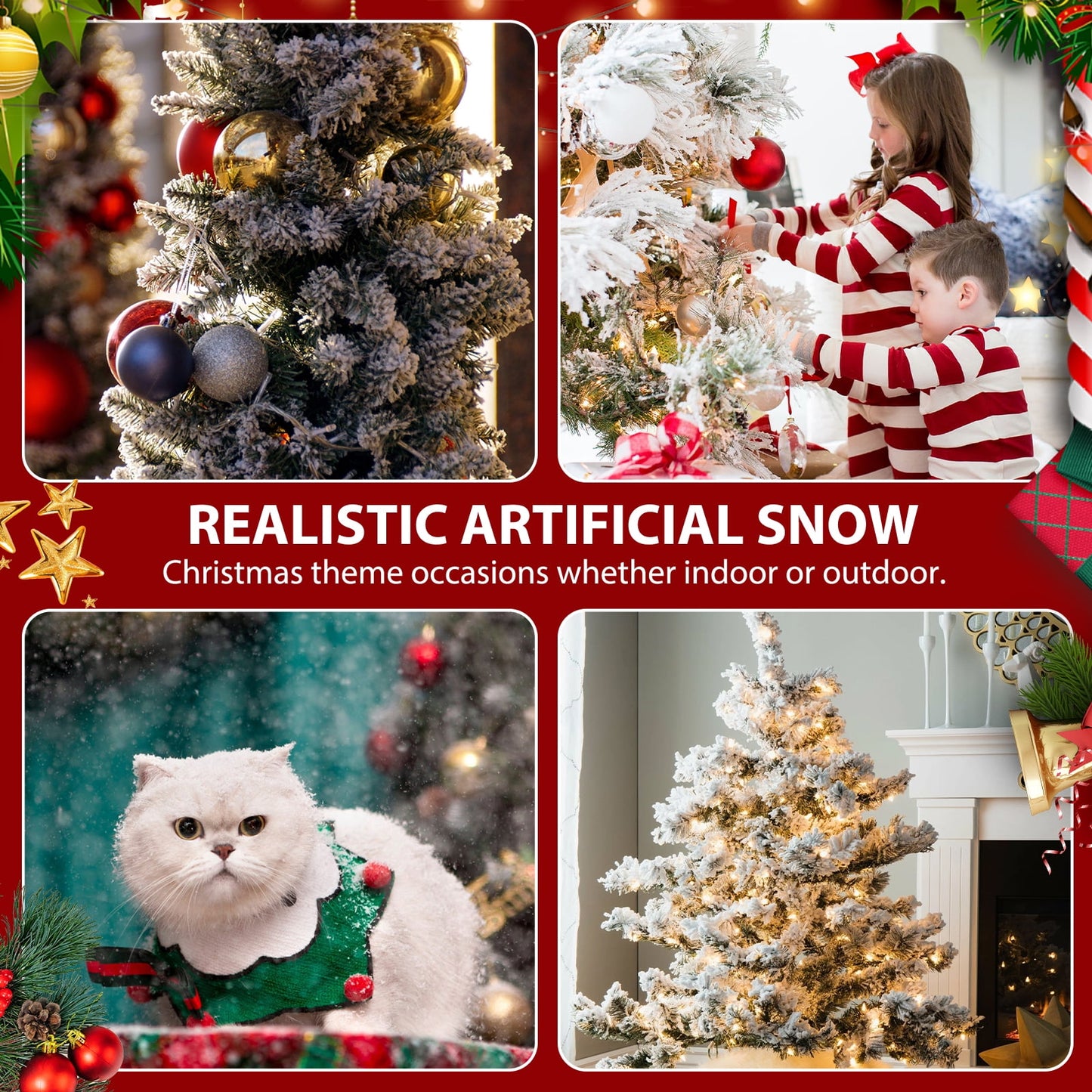 Ayieyill Flocking Powder with A Spray Bottle, Instant Snow Fake Snow, Flocking Kit for Christmas Decorations Indoor Outdoor