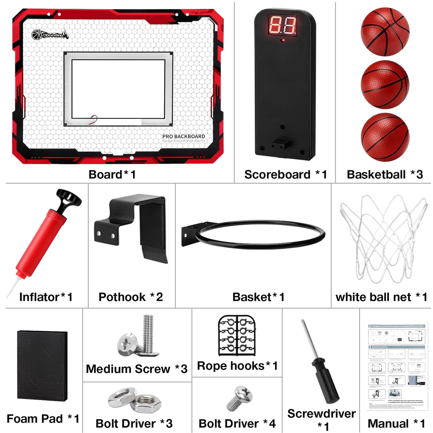 Ayieyill Basketball Hoop Indoor for Kids 15.7" x 11.8" - Automatic Scoring Basketball Hoop Mini Basketball Hoop for Door with 3 Balls, Basketball Toy for Kids Boy Toys Teens Adults