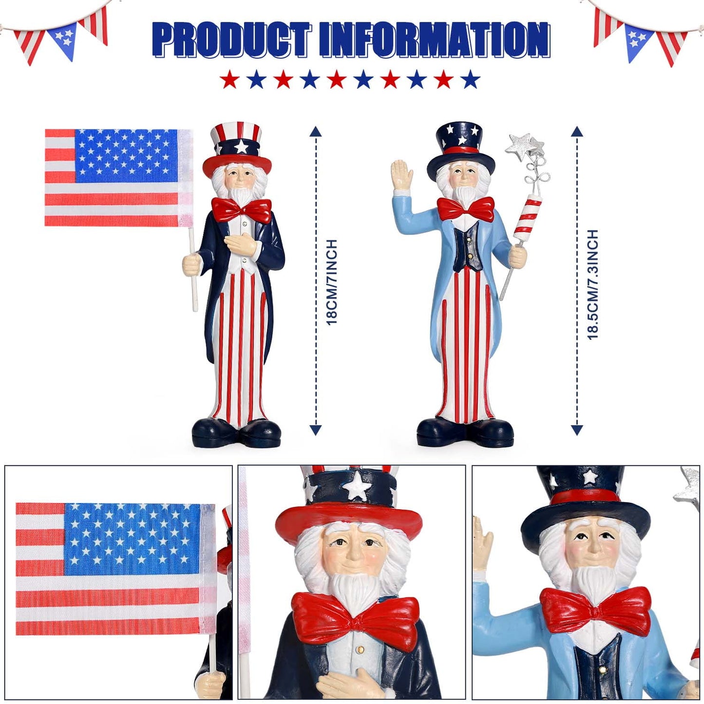 Ayieyill 2Pcs 4th of July Gnomes Decorations, Patriotic Fourth of July decorations(Red White and Blue )