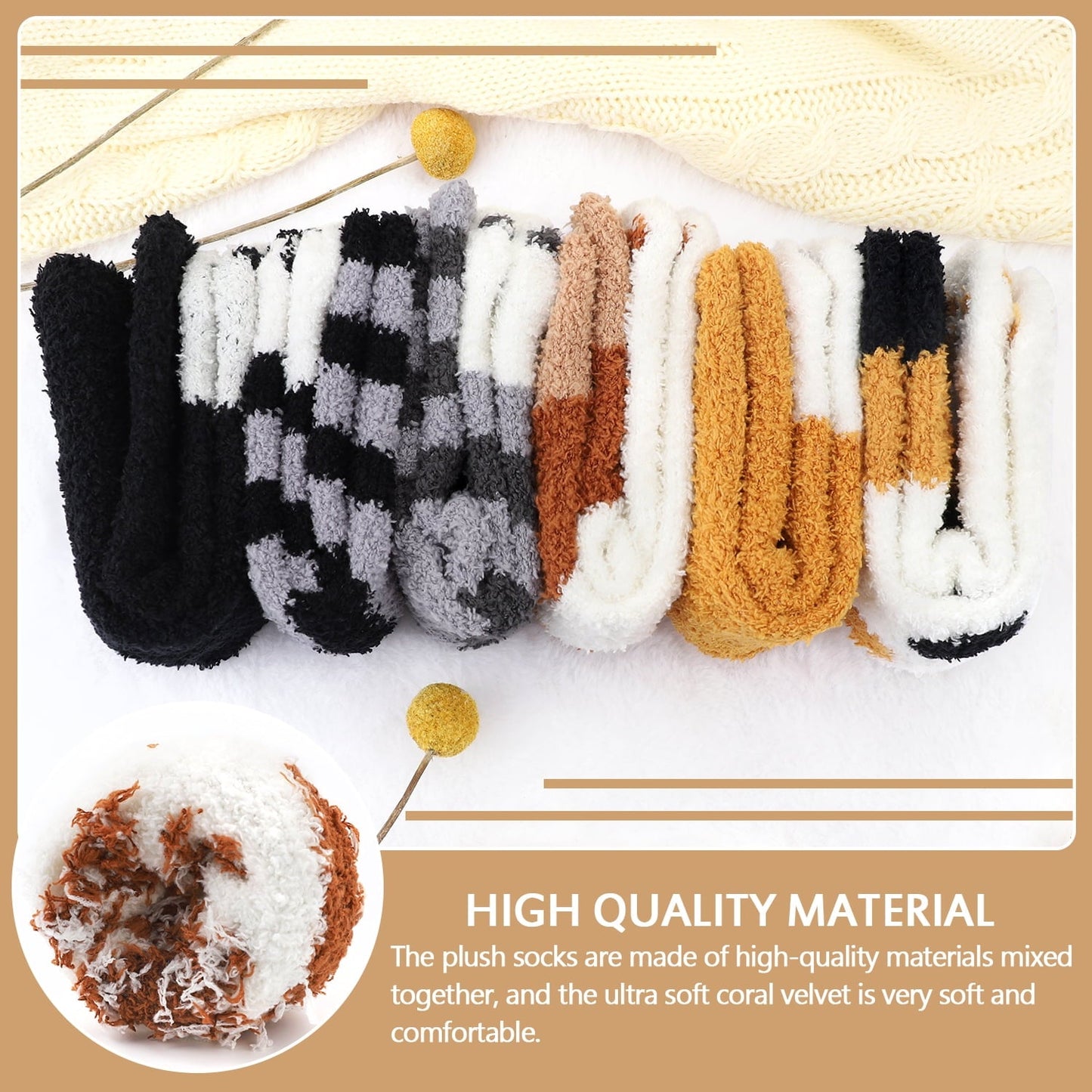 Ayieyill Fuzzy Socks for Women, 6 Pairs Plush Slipper Socks Women, Warm Soft Fluffy Socks Thick Cozy Plush Sock Winter Christmas Socks for Women