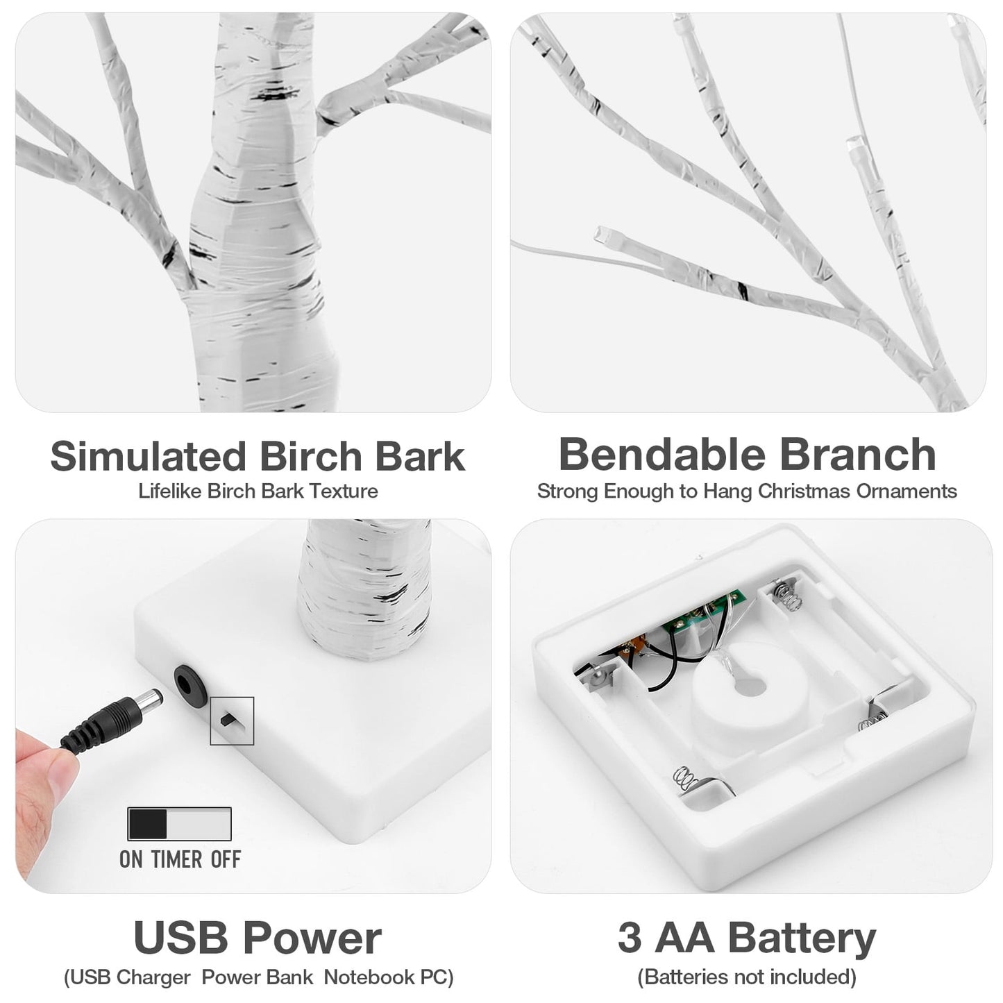 Ayieyill Lighted Birch Tree Lights, Led Branch Lights, Lighted Birch Trees Christmas Tabletop