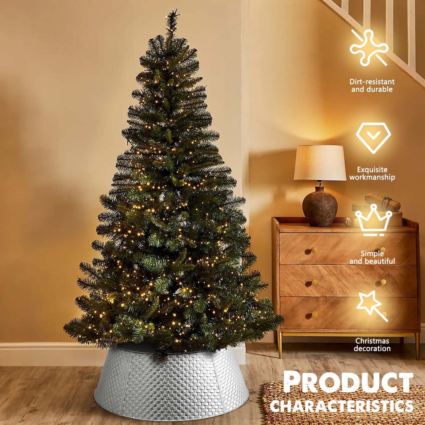 Ayieyill 28 inch Christmas Tree Collar, Christmas Tree Stand Cover for Christmas Tree Decorations | Metal