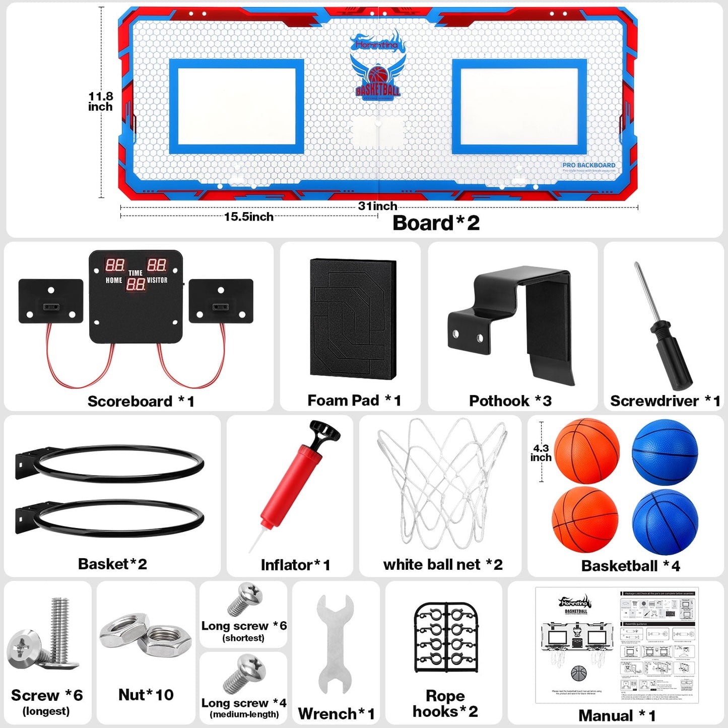 Ayieyill 2 Player Indoor Basketball Hoop for Kids, Mini Basketball Hoop for Door | 4 Balls | Basketball Toys | Boy Toys | Bedroom Office