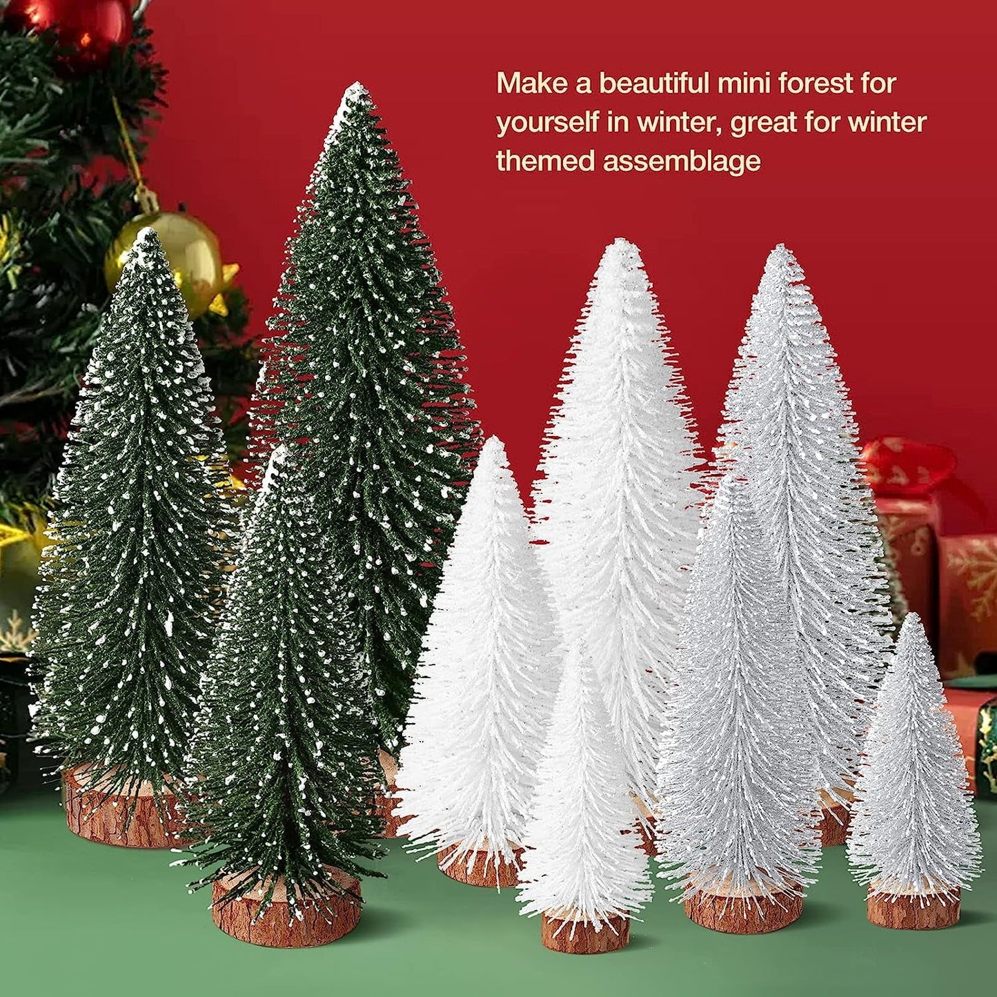Ayieyill 9Pcs Mini Christmas Trees Christmas Decor Artificial Christmas Decorations with 4 Sizes