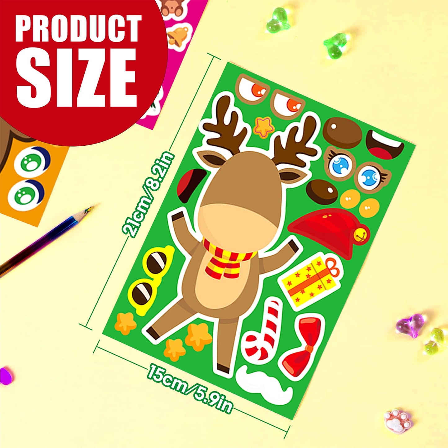 Ayieyill 48PCS Christmas Make A Face Stickers for Kids, DIY Christmas Sticker Sheets for Goodie Bag Stuffers and Party Favors