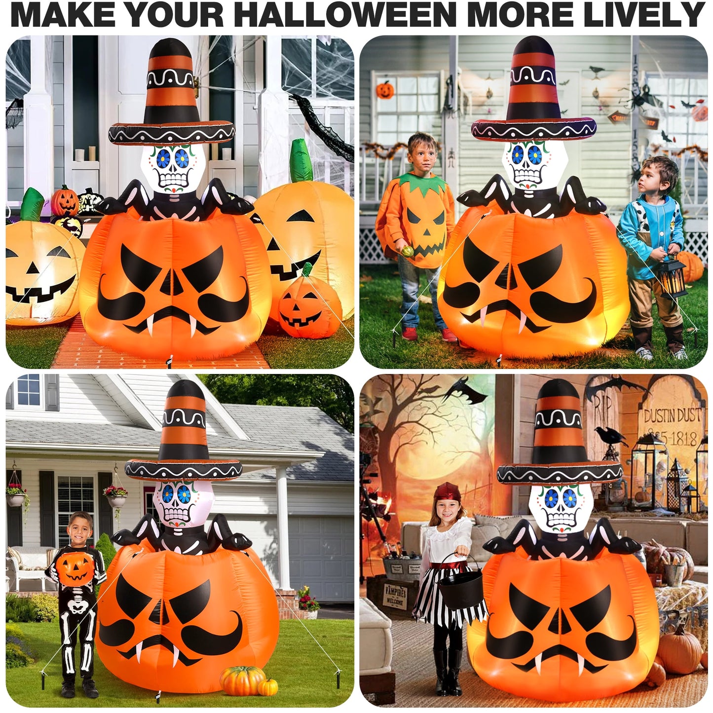Ayieyill 6FT Halloween Inflatables, Halloween Yard Inflatables Blow Up Inflatables for Outdoor Indoor Garden Lawn, Halloween Decorations Outdoor