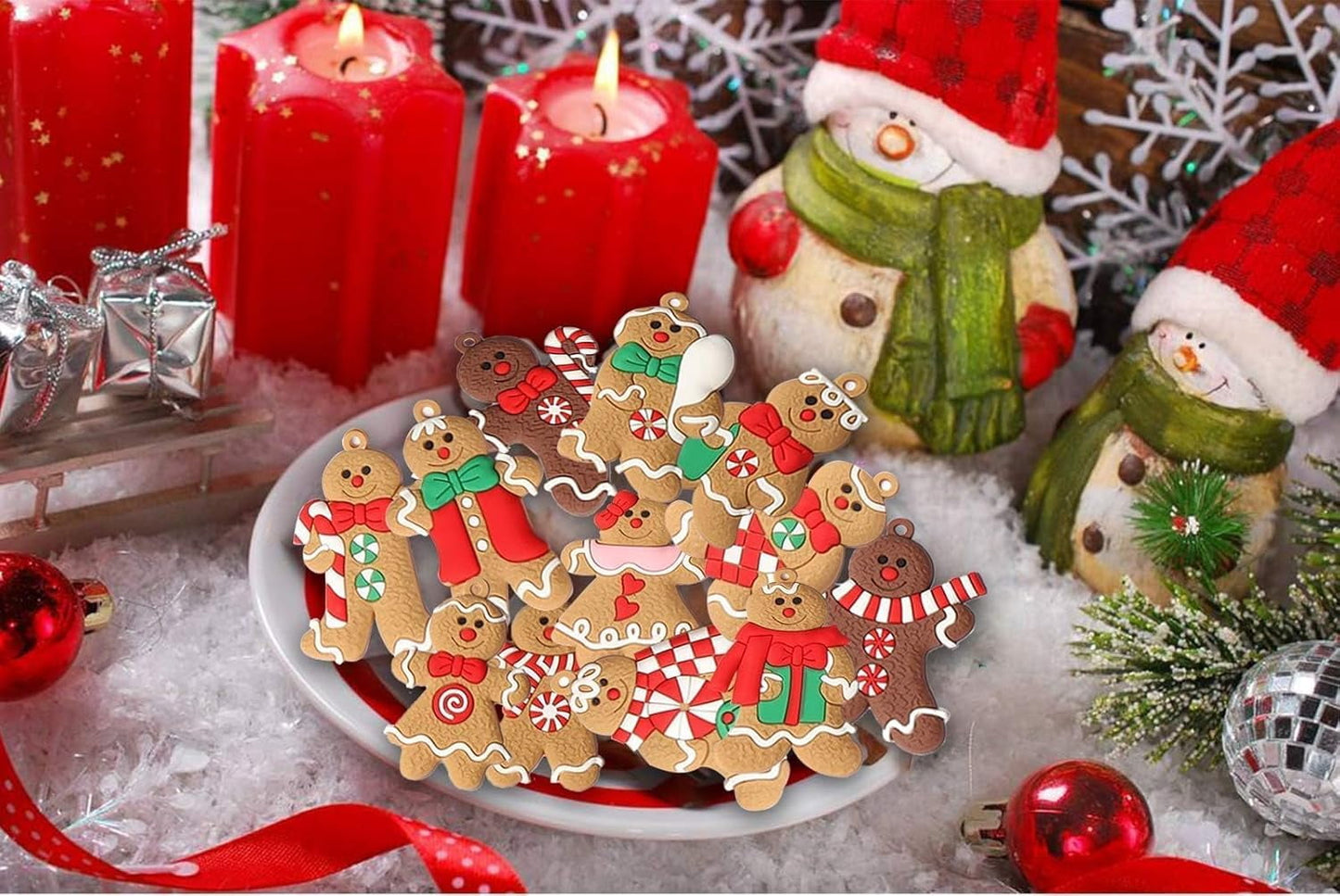 Ayieyill 14pcs Gingerbread Christmas Ornaments Gingerbread Christmas Tree Decorations Holiday Decor