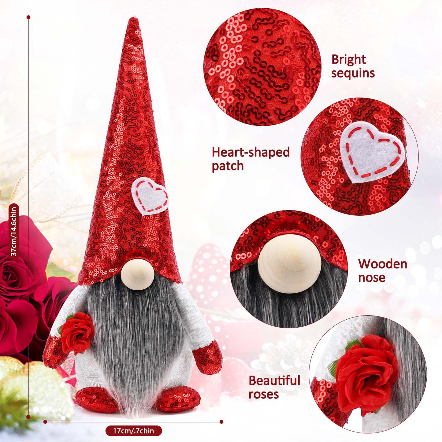 Ayieyill 2pcs Valentines Day Gnomes Plush Decorations Handmade Scandinavian Tomte Doll
