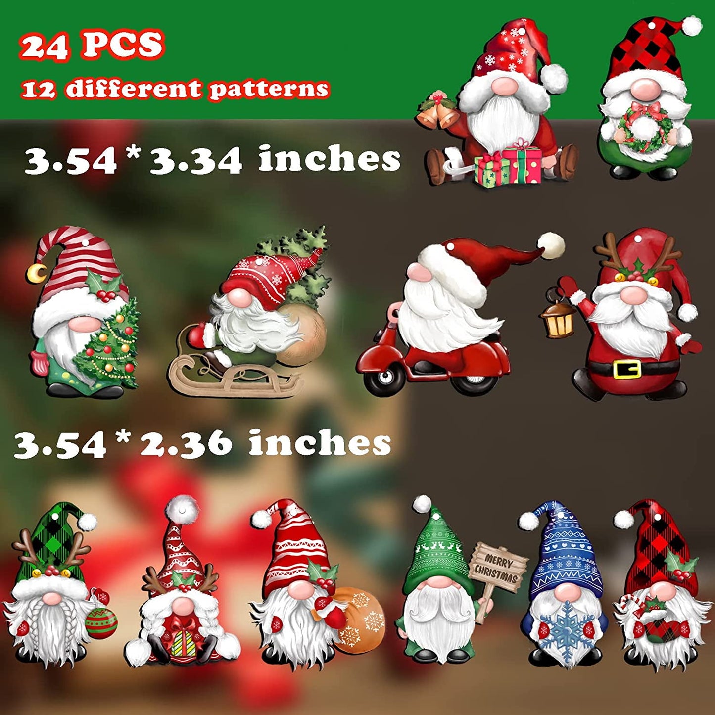 Ayieyill 24 Pieces Christmas Wooden Ornaments, Christmas Tree Ornaments Wood Hanging Decor
