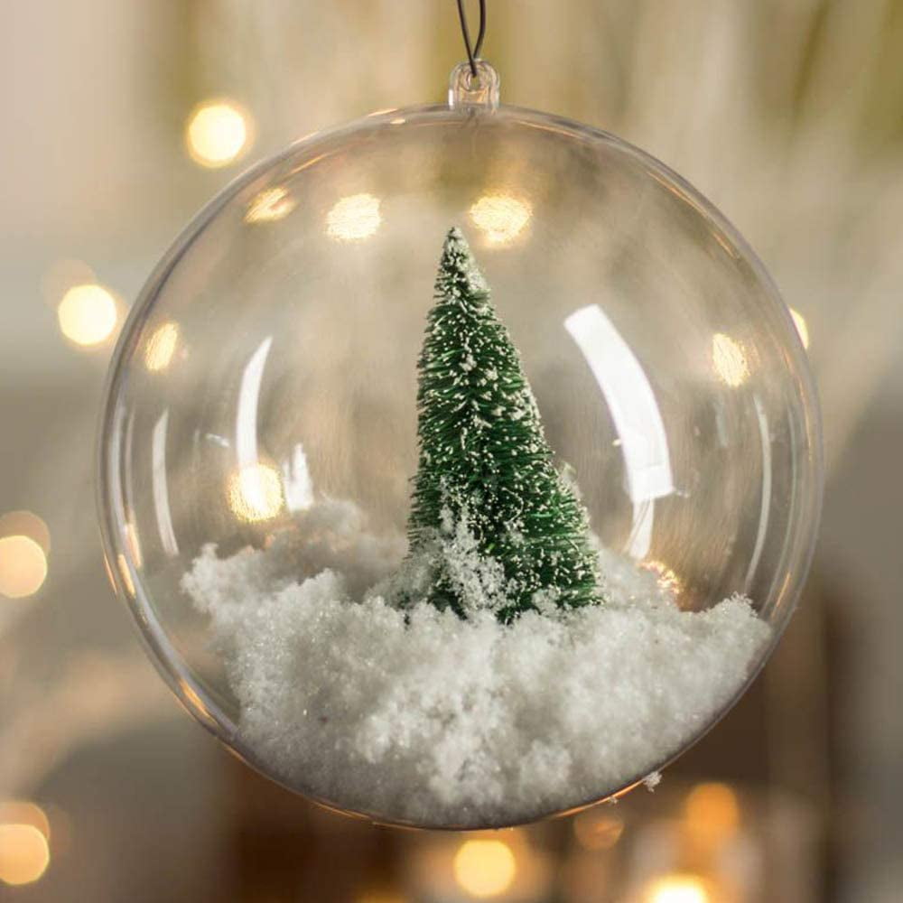 Ayieyill 20 Pack Clear Plastic Christmas Ornaments 3.15in Fillable Ornaments DIY Christmas Balls for Tree Decor