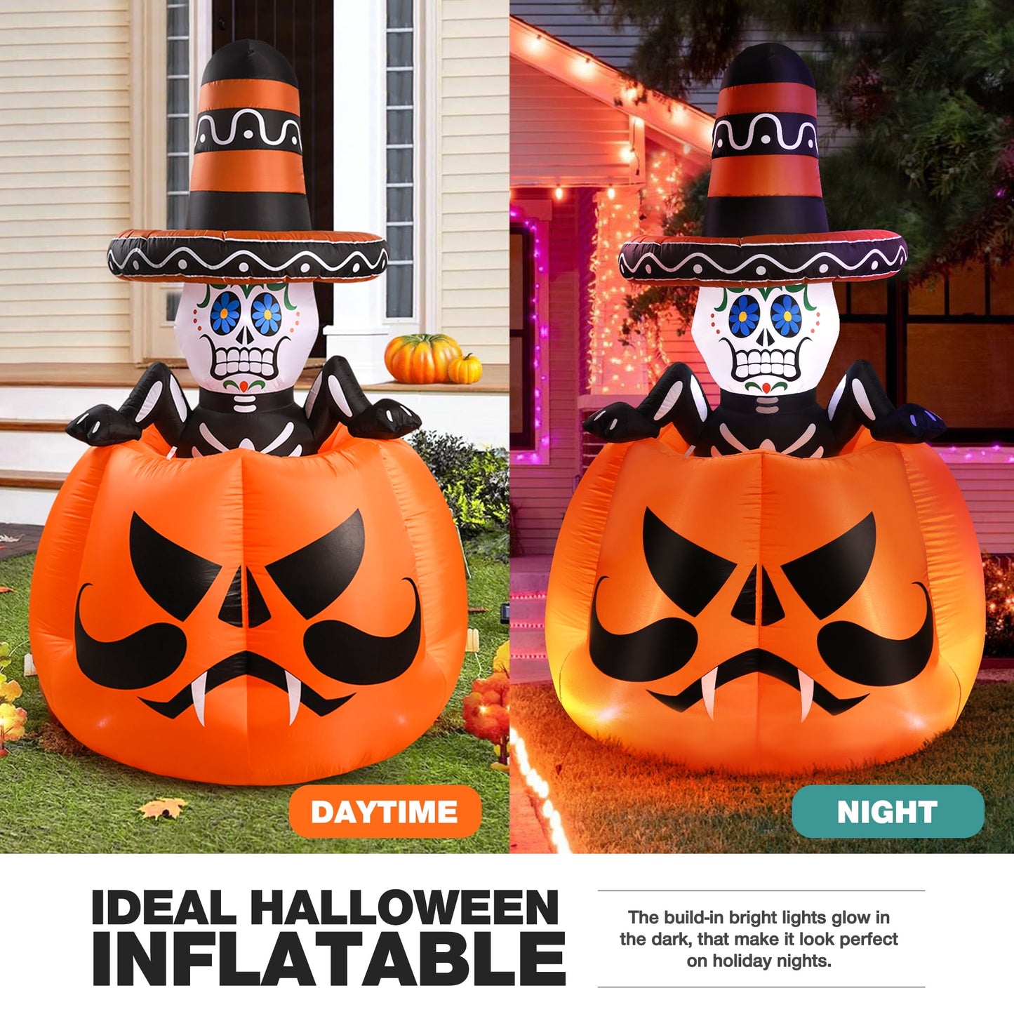 Ayieyill 6FT Halloween Inflatables, Halloween Yard Inflatables Blow Up Inflatables for Outdoor Indoor Garden Lawn, Halloween Decorations Outdoor
