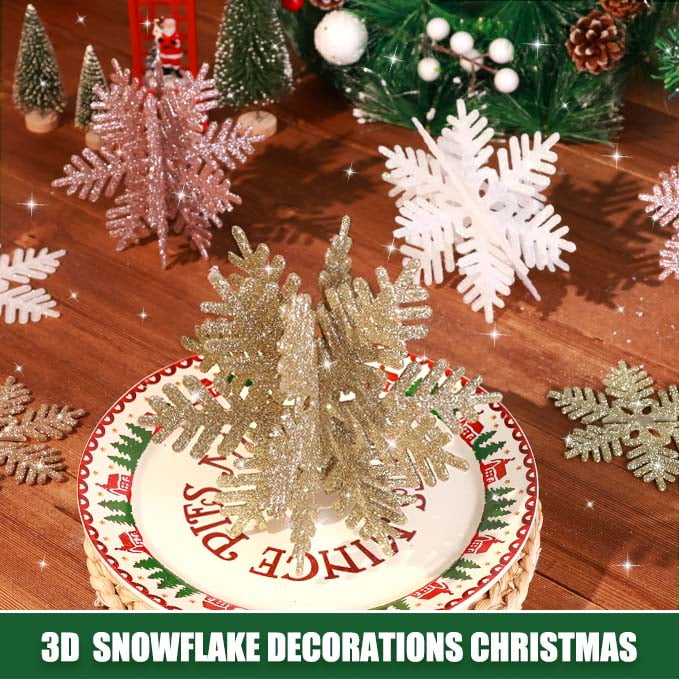 Ayieyill 8 Pcs Snowflake Decorations, Snowflake Christmas Decoration Indoor, Winter 3D Snowflake Christmas Tabletop Decor