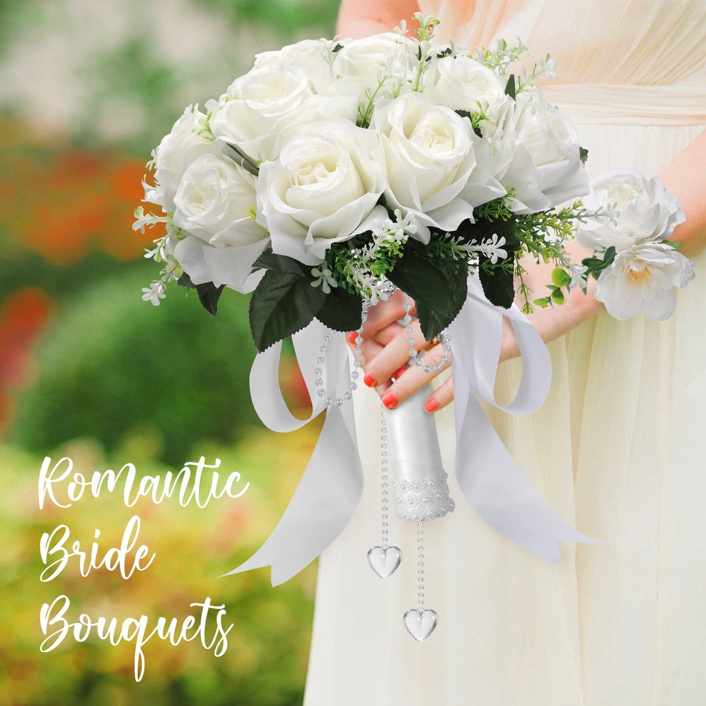 Ayieyill Wedding Bouquets for Bride and Bridesmaids, Tossing Artificial Flower Bouquets for Wedding Decorations
