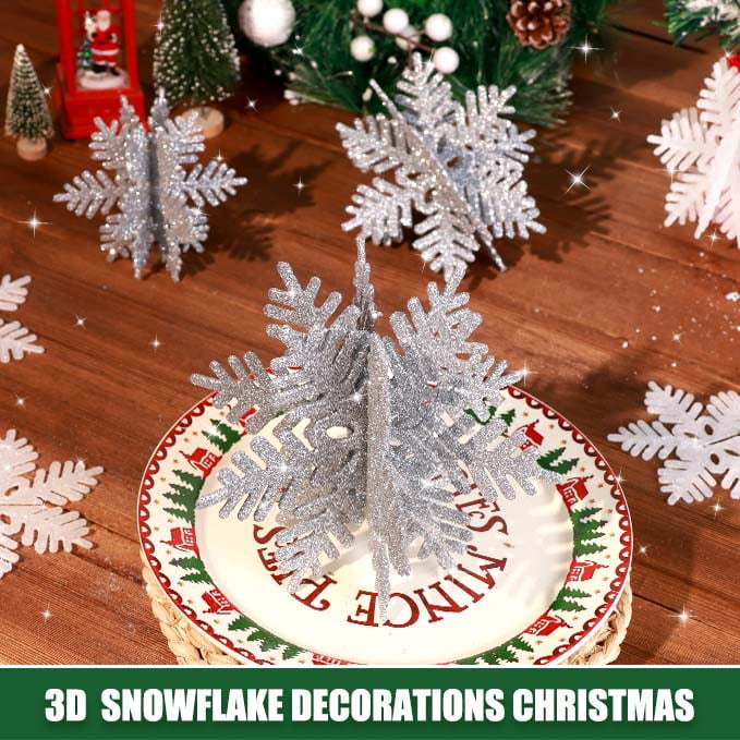 Ayieyill 8 Pcs Snowflake Decorations, Snowflake Christmas Decoration Indoor, Winter 3D Snowflake Christmas Tabletop Decor