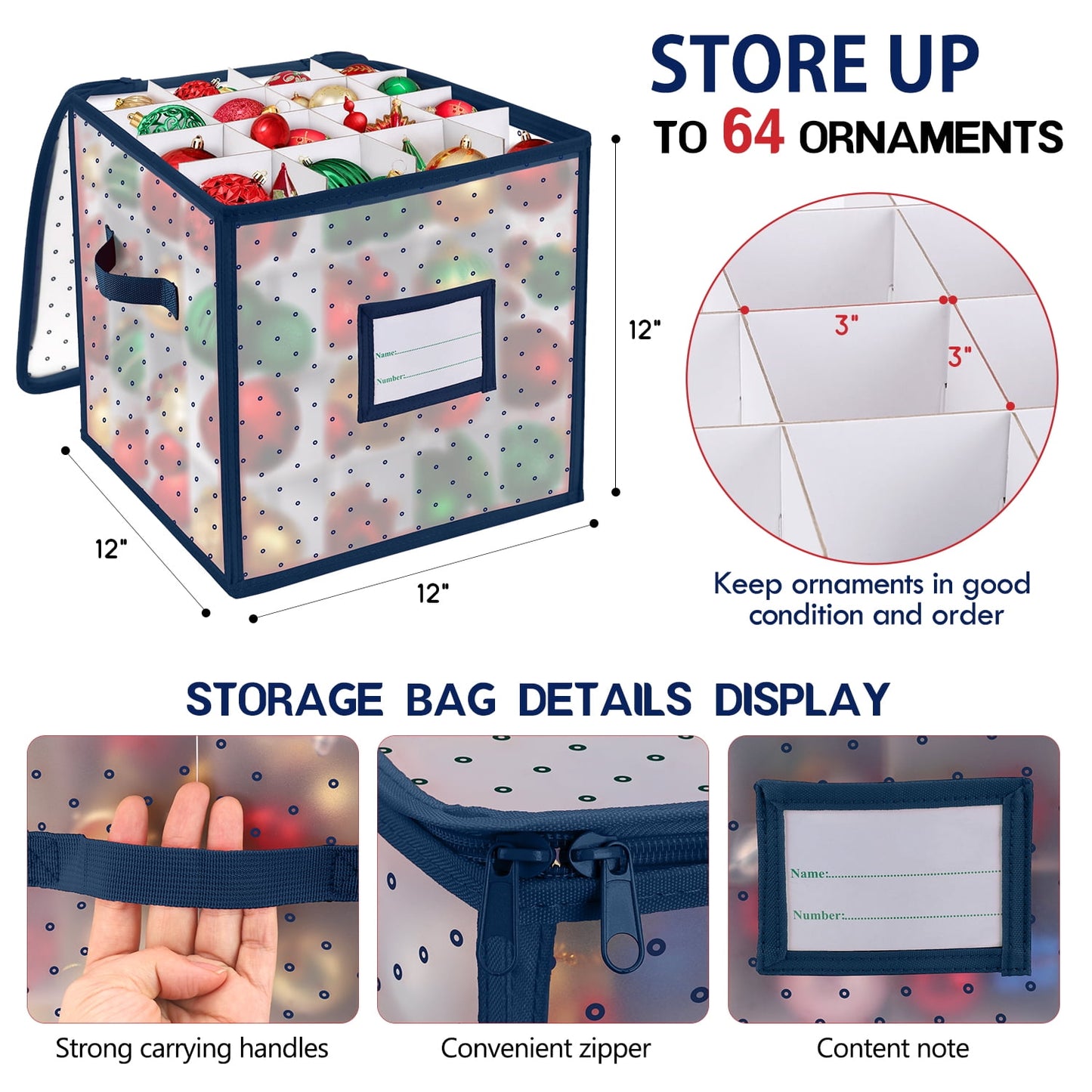 Ayieyill Christmas Ornament Storage Chest, Ornament Storage Box Ornament Organizer