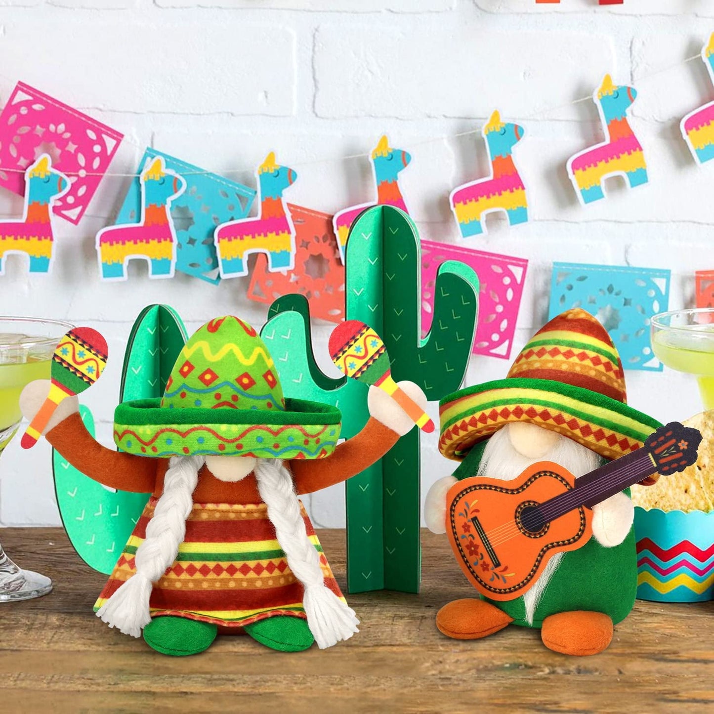 Ayieyill 2pcs Mexican Gnomes Cinco de Mayo Tomte for Mexican Taco Tuesday, Gnomes Plush Mexican Decor