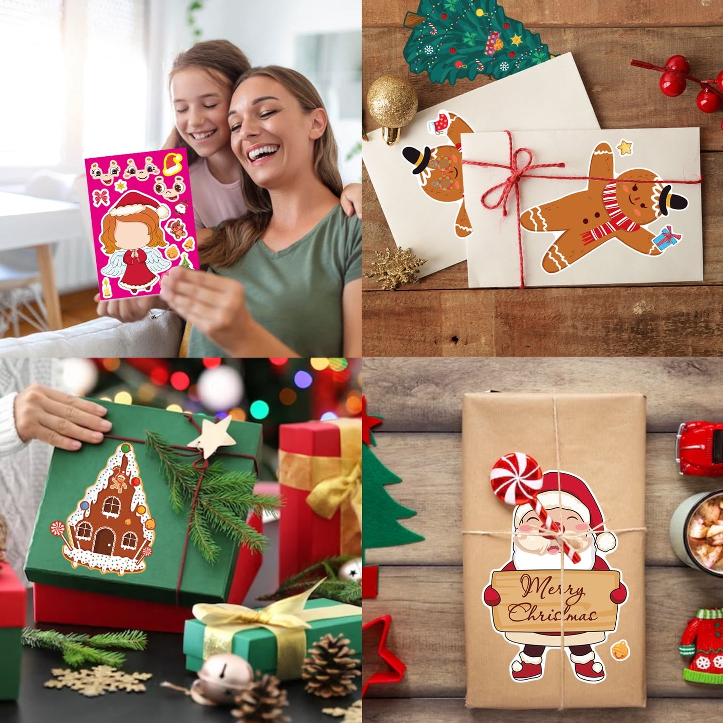 Ayieyill 48PCS Christmas Make A Face Stickers for Kids, DIY Christmas Sticker Sheets for Goodie Bag Stuffers and Party Favors
