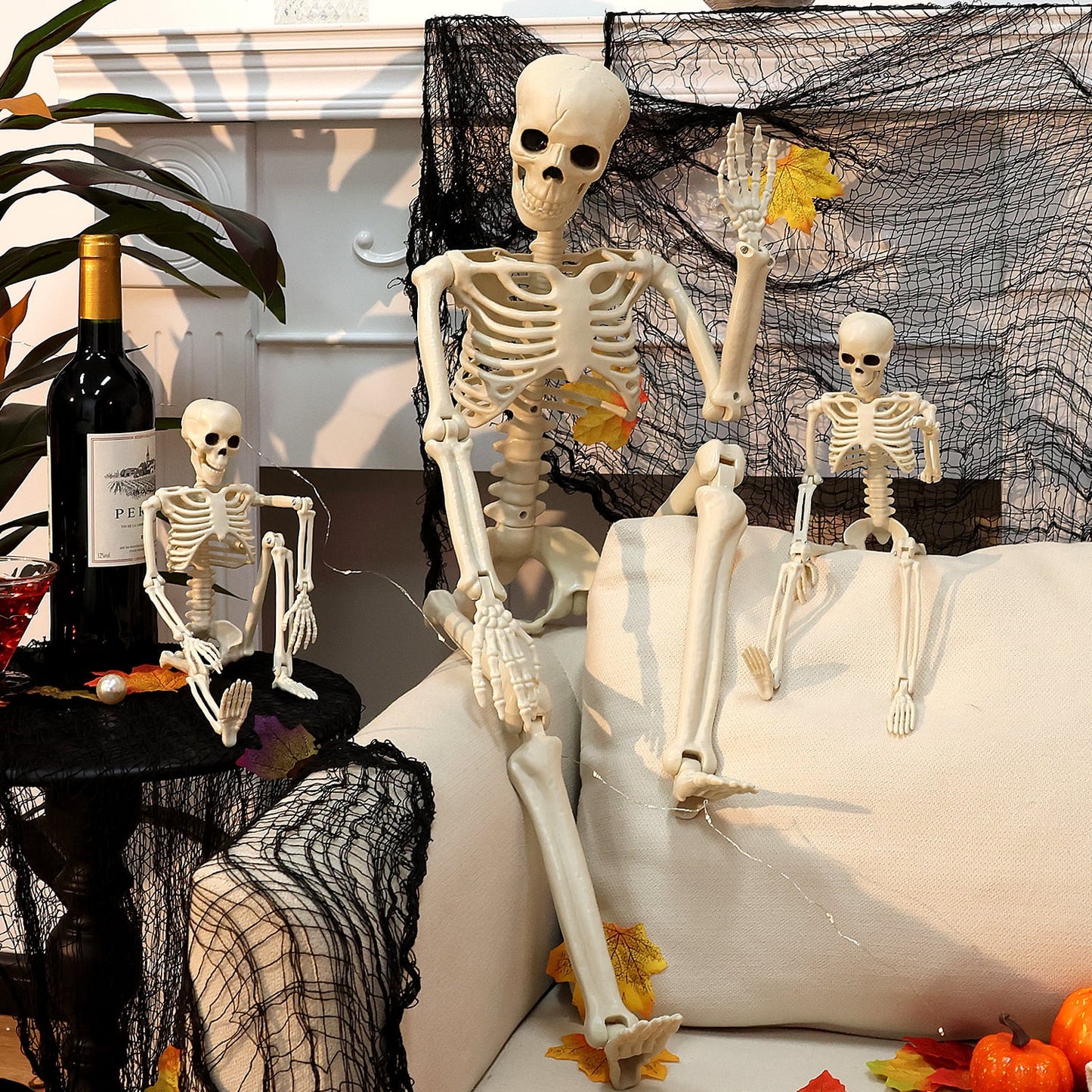 Ayieyill 2pcs Skeleton and Dog Skeleton Halloween Decorations Posable Skeletons Halloween Decorations Indoor Outdoor