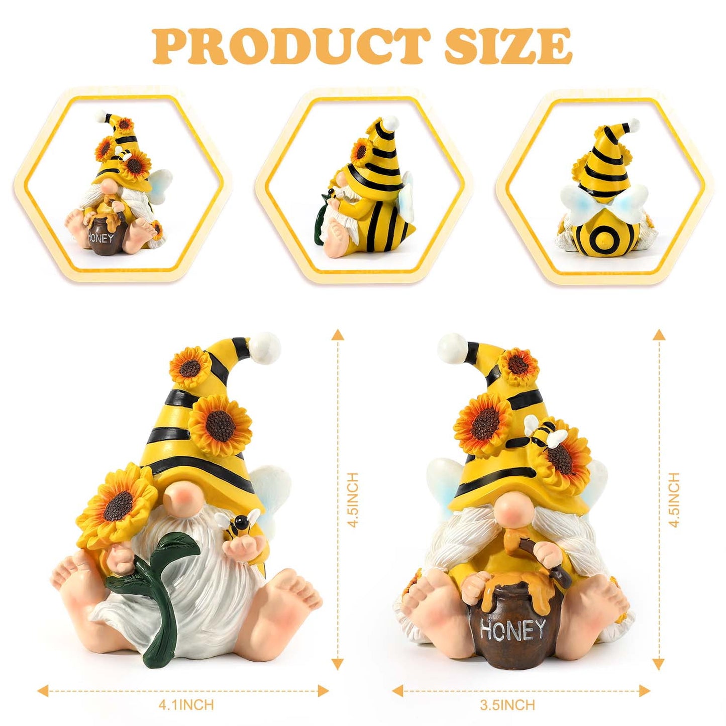 Ayieyill 2PCS Spring Decor Bumble Bee Spring Gnome Decorations Honey Bee Decor Gnomes