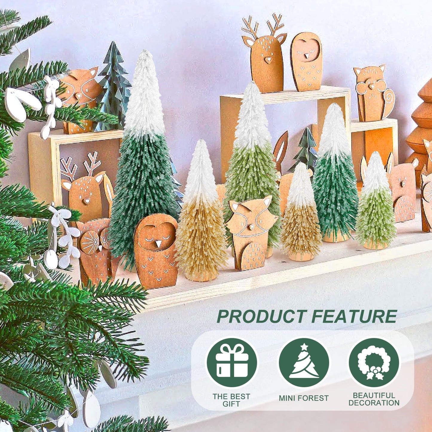Ayieyill 6pcs Mini Christmas Tree Decorations, Small Christmas Tree Desktop Miniature Pine Tree