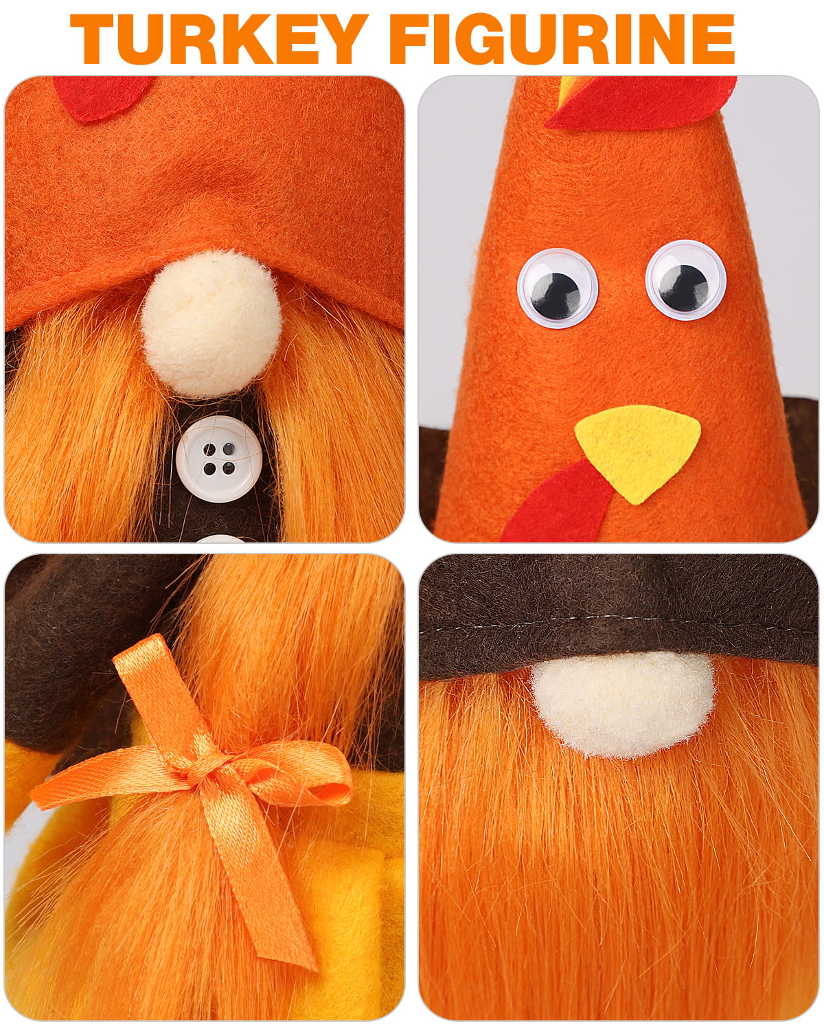 Ayieyill Fall Thanksgiving Decorations, 2 Pack Handmade Fall Turkey Swedish Gnomes