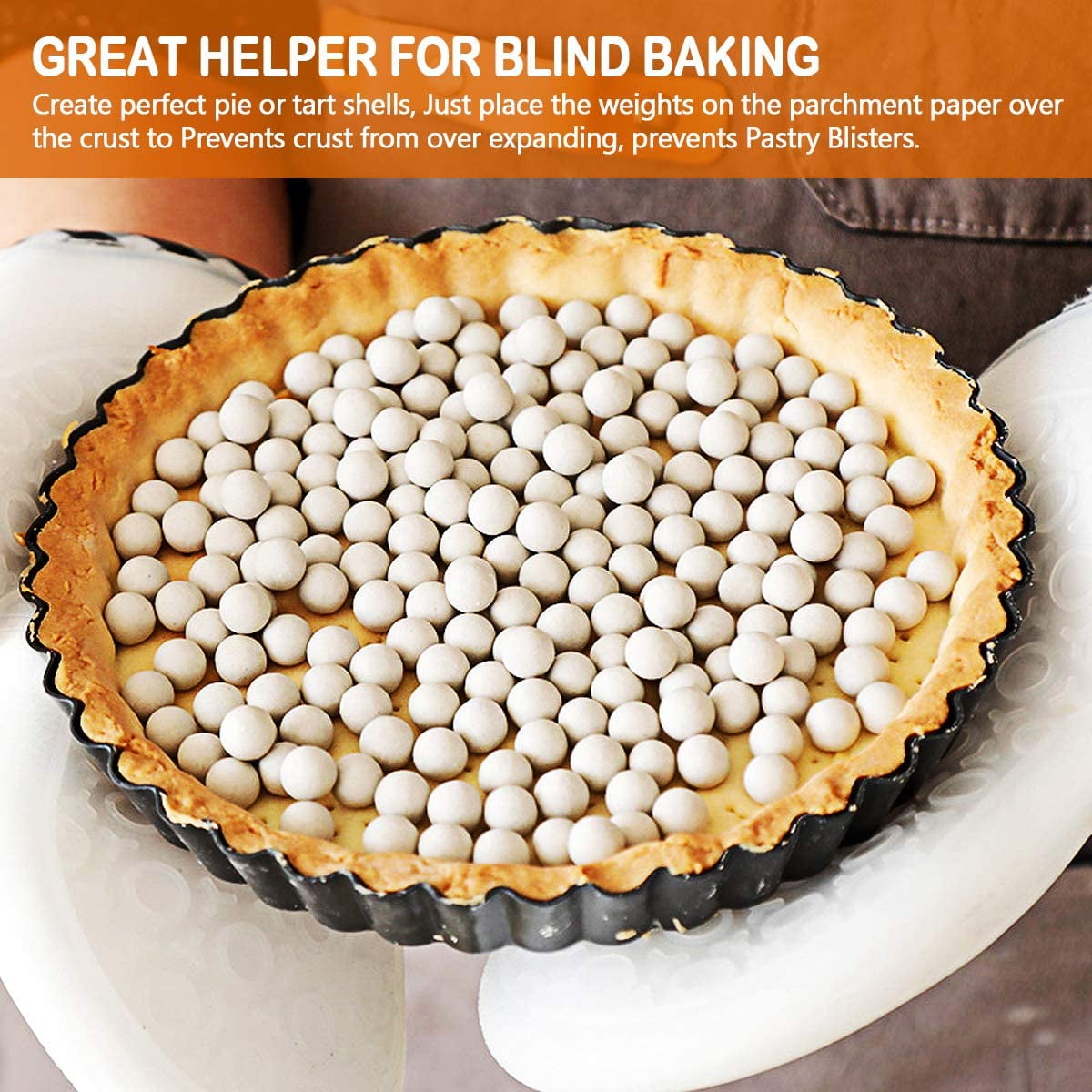 Ayieyill 2.2Lb Ceramic Pie Weights, Reusable 10mm Bake Pastry Baking Beans Cake Pie Crust Weights