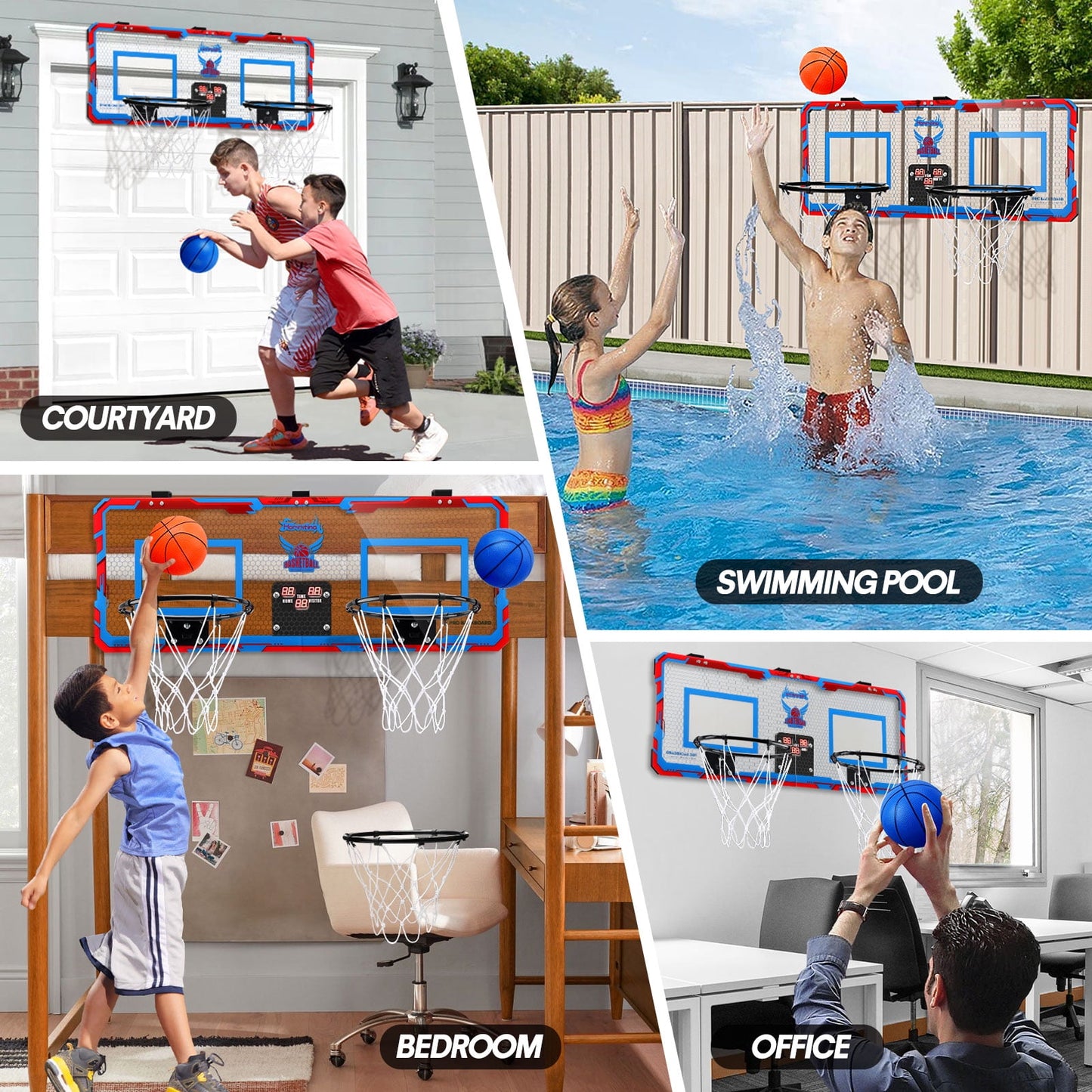 Ayieyill 2 Player Indoor Basketball Hoop for Kids, Mini Basketball Hoop for Door | 4 Balls | Basketball Toys | Boy Toys | Bedroom Office