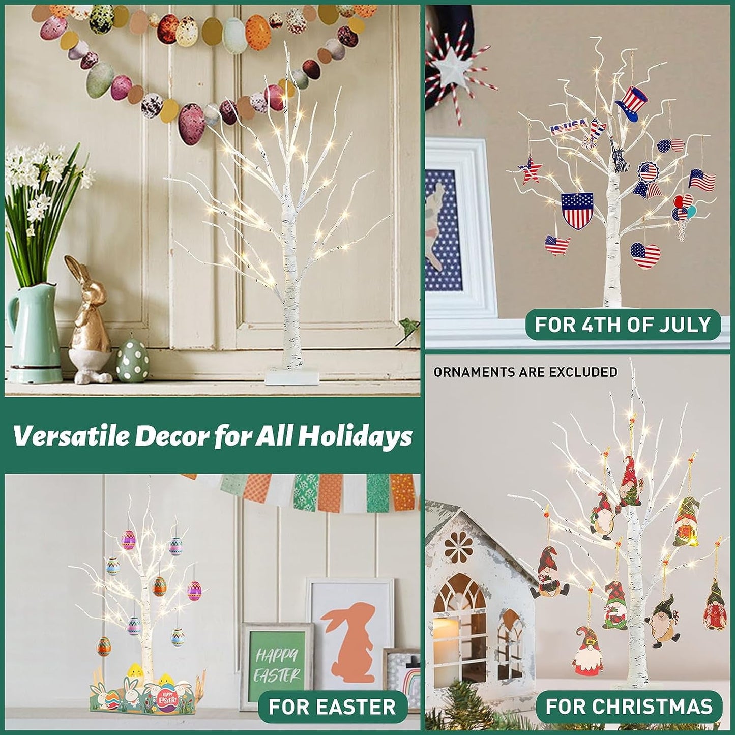 Ayieyill Lighted Birch Tree Lights, Led Branch Lights, Lighted Birch Trees Christmas Tabletop