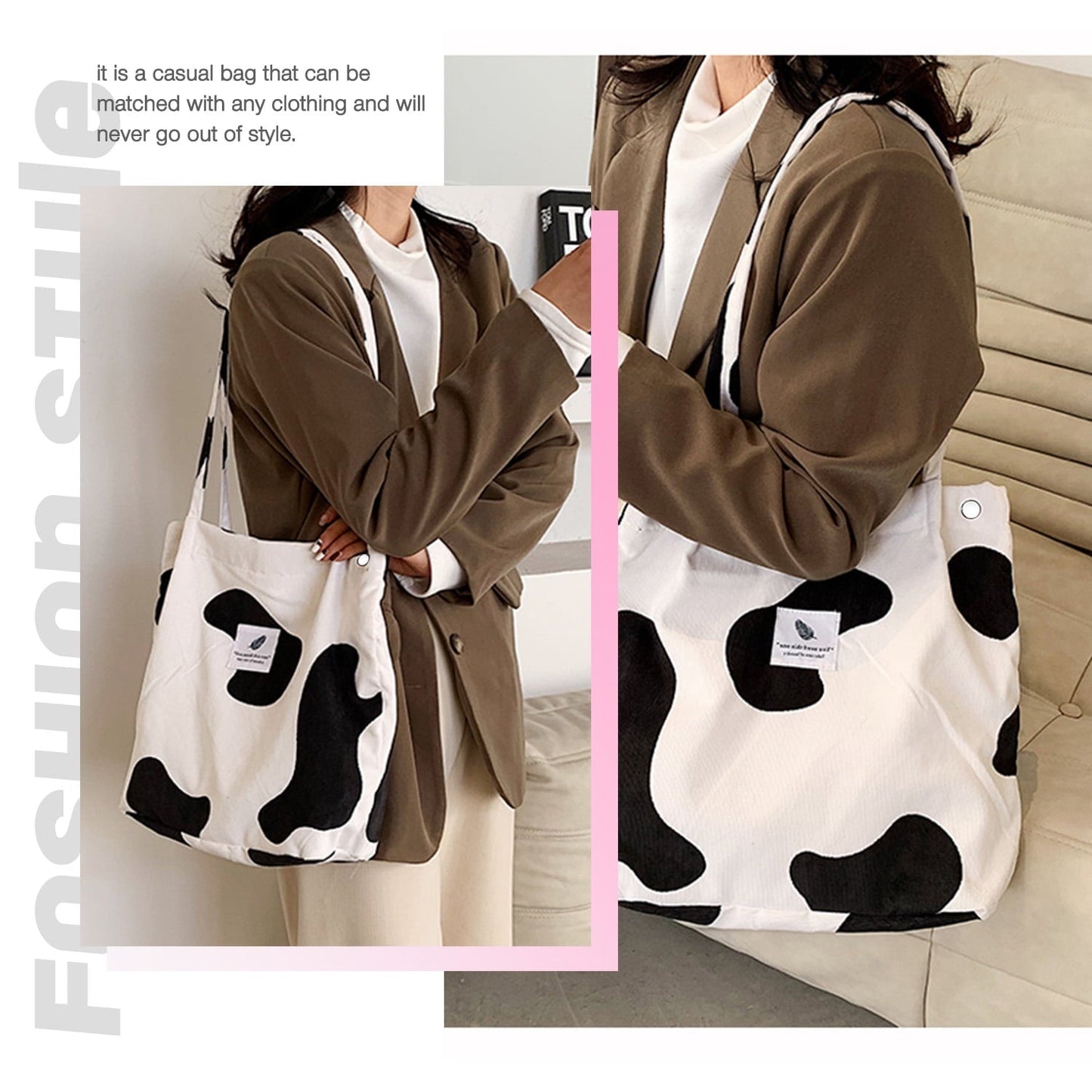 Ayieyill Corduroy Tote Bag Large for Women Girl Lady Canvas Shoulder Cord Purse and Handbags with Inner Pocket