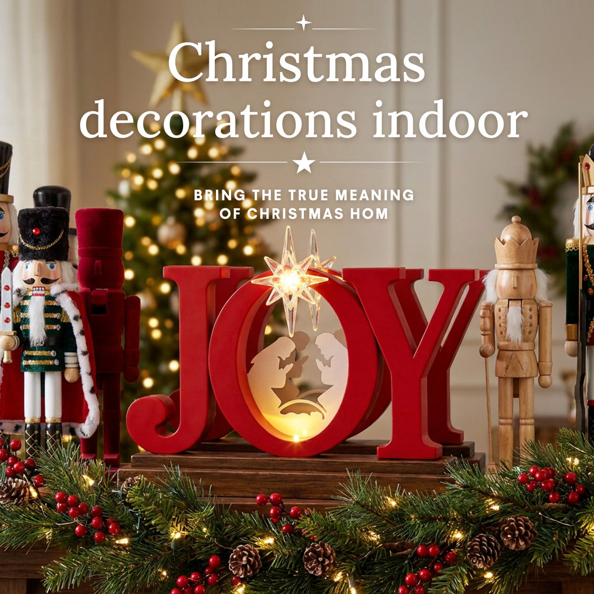 Ayieyill Joy Christmas Decor Christmas Decorations Indoor: Joy Sign with Timer, Holiday Decor Indoor (Red)