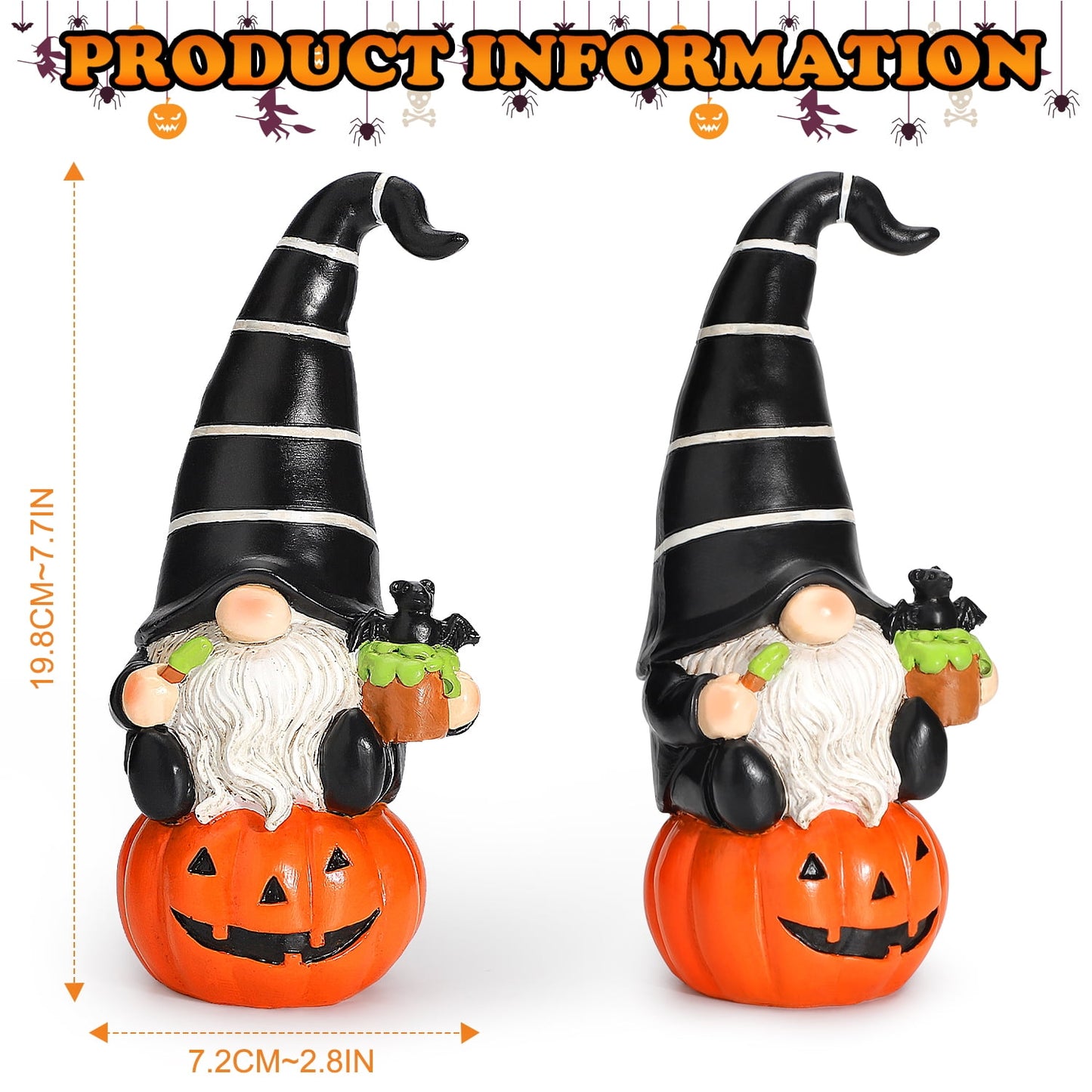Ayieyill 2pcs Halloween Gnomes, Halloween Figurines, Halloween Decorations Indoor Halloween Gifts