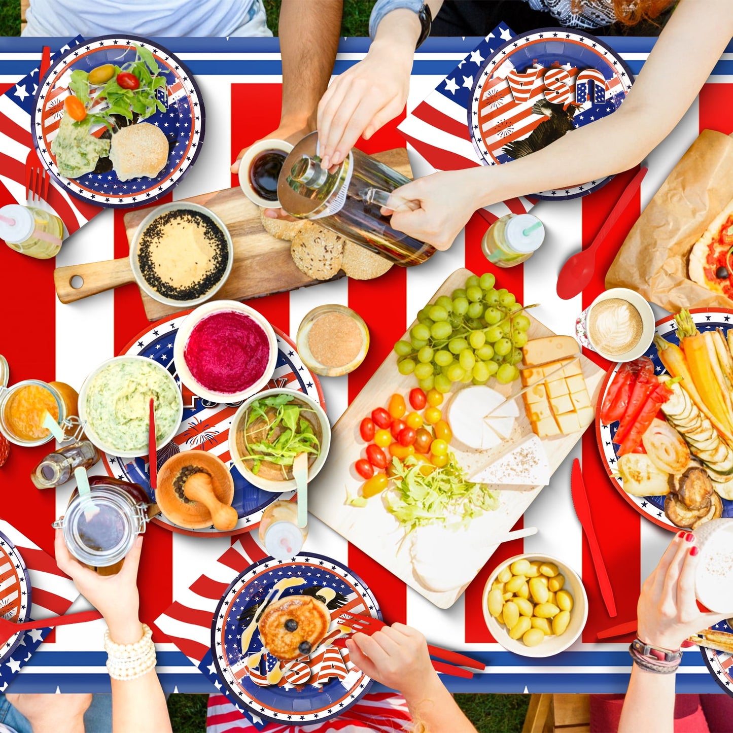 Ayieyill 170Pcs 4th of July Decorations Party Supplies, Fourth of July Decorations, Independence Day Party Serves 24