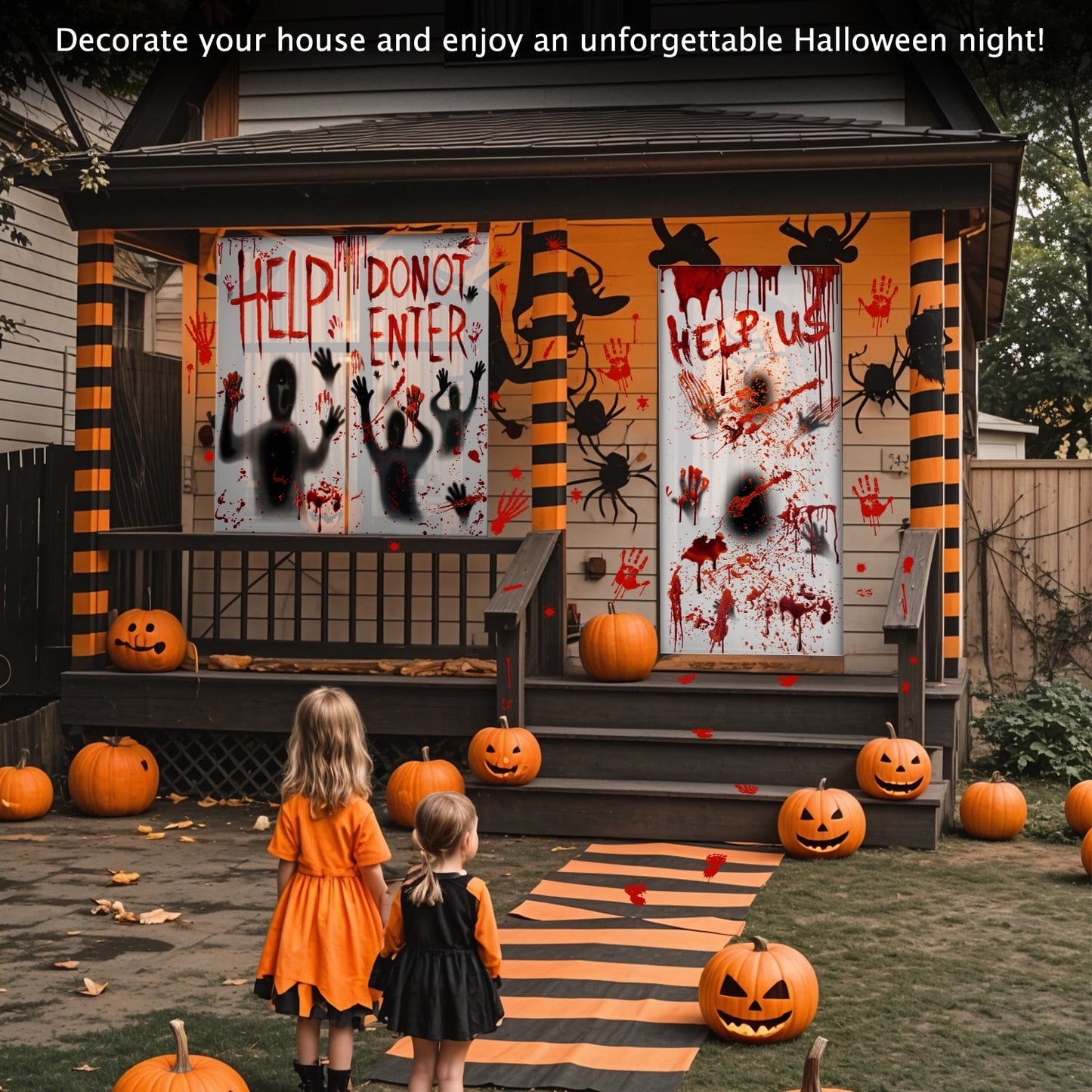 Ayieyill Halloween Window Clings Decorations, Skeleton Decals Halloween Window Stickers for Glass Windows