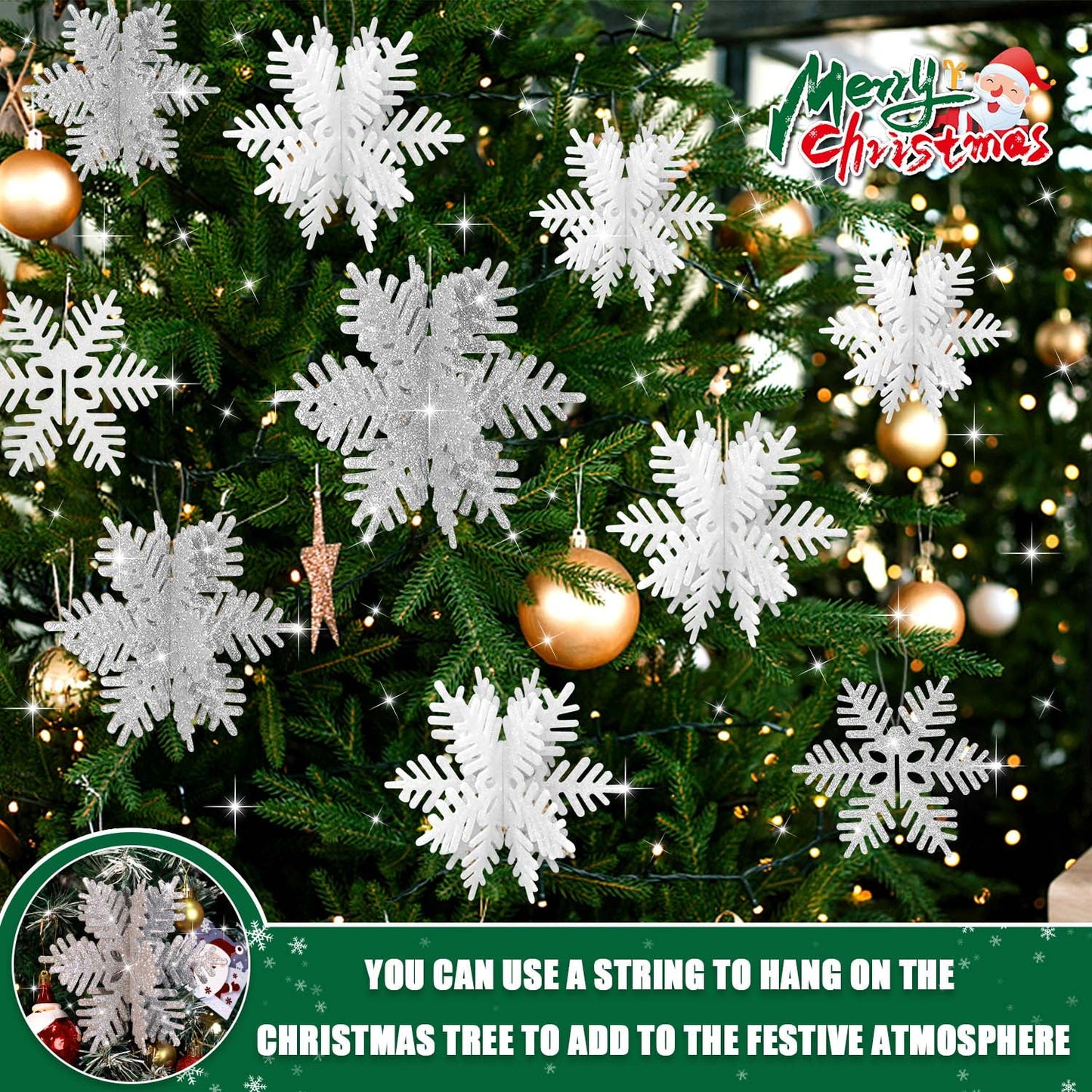 Ayieyill 8 Pcs Snowflake Decorations, Snowflake Christmas Decoration Indoor, Winter 3D Snowflake Christmas Tabletop Decor