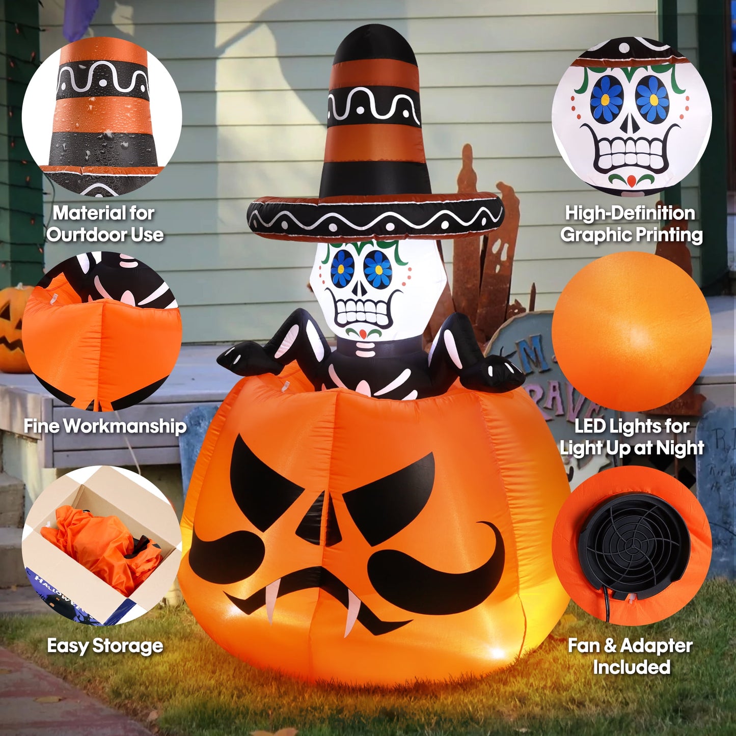 Ayieyill 6FT Halloween Inflatables, Halloween Yard Inflatables Blow Up Inflatables for Outdoor Indoor Garden Lawn, Halloween Decorations Outdoor