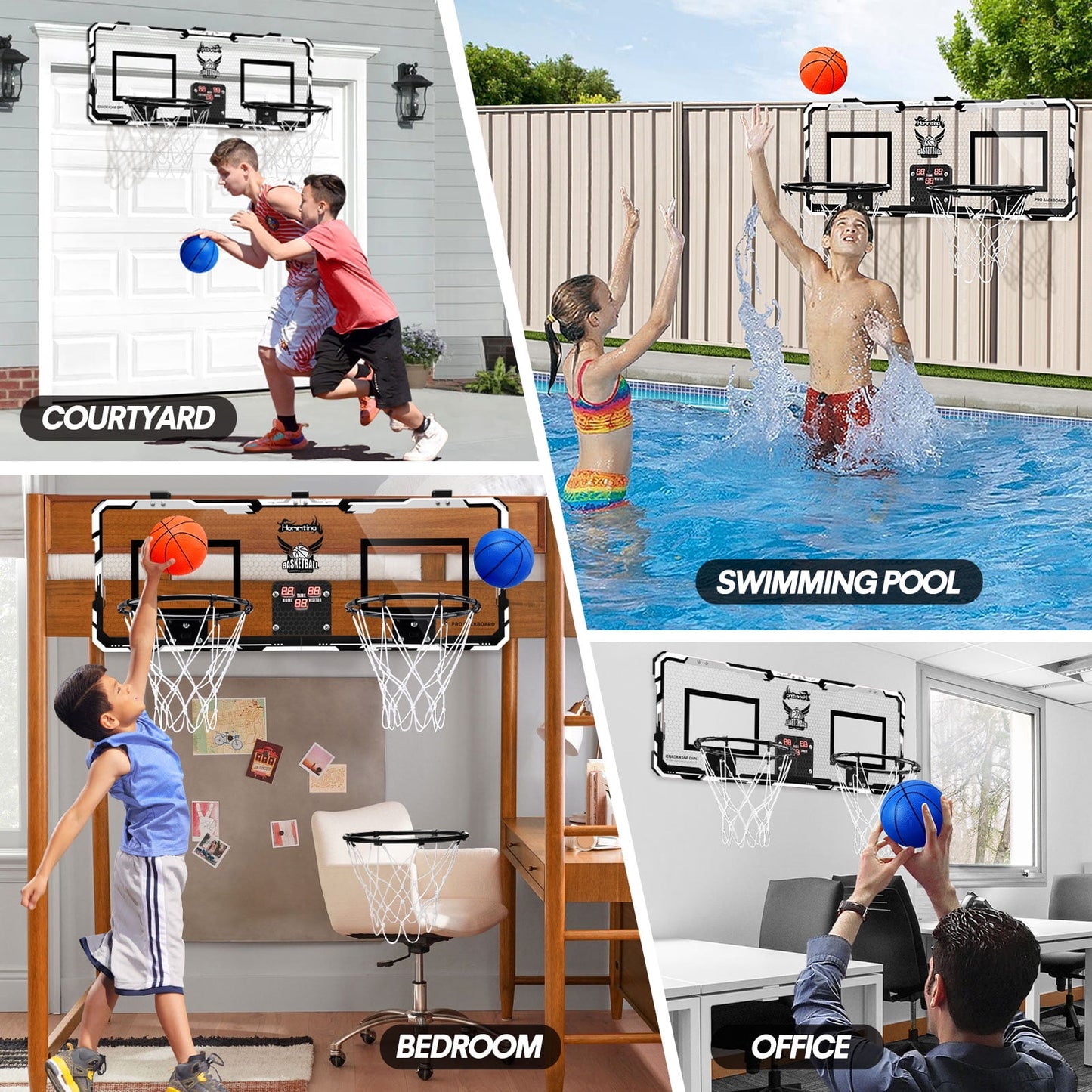 Ayieyill 2 Player Indoor Basketball Hoop for Kids, Mini Basketball Hoop for Door | 4 Balls | Basketball Toys | Boy Toys | Bedroom Office