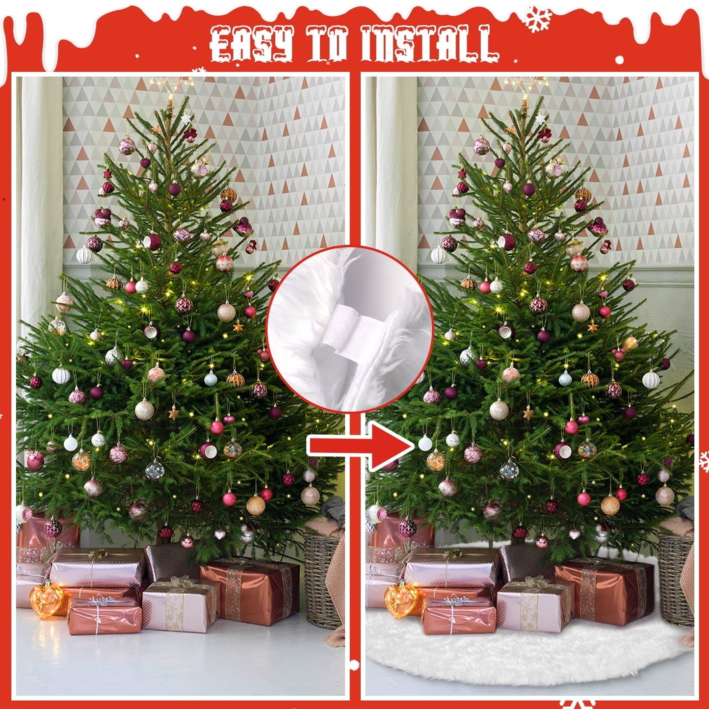 Ayieyill Christmas Tree Skirt 48 Inches Faux Fur White Christmas Tree Skirt for Christmas Tree Decorations