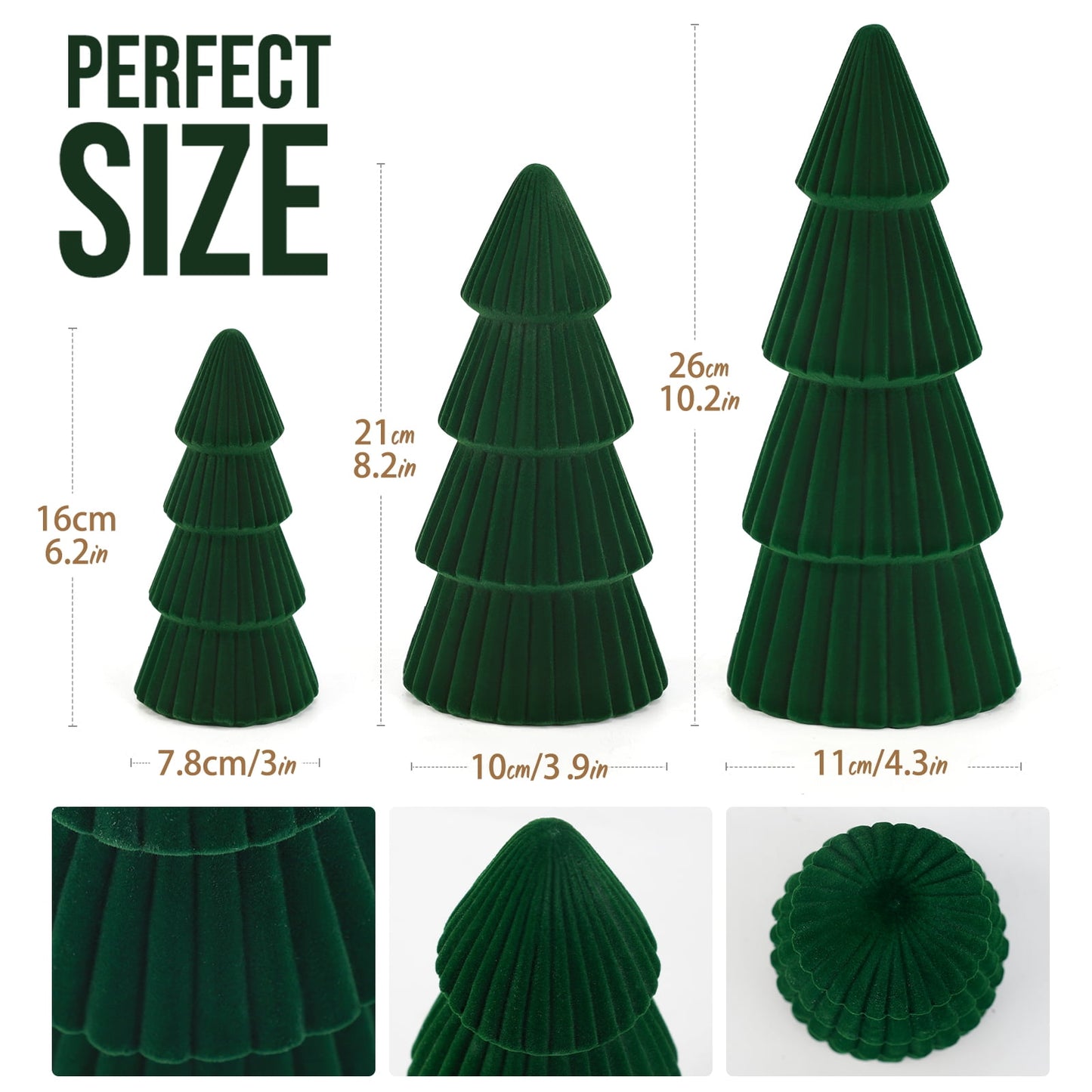 Ayieyill 3pcs Tabletop Christmas Tree Velvet Woven Resin Christmas Trees for Christmas Decor Indoor, Christmas Table Decor