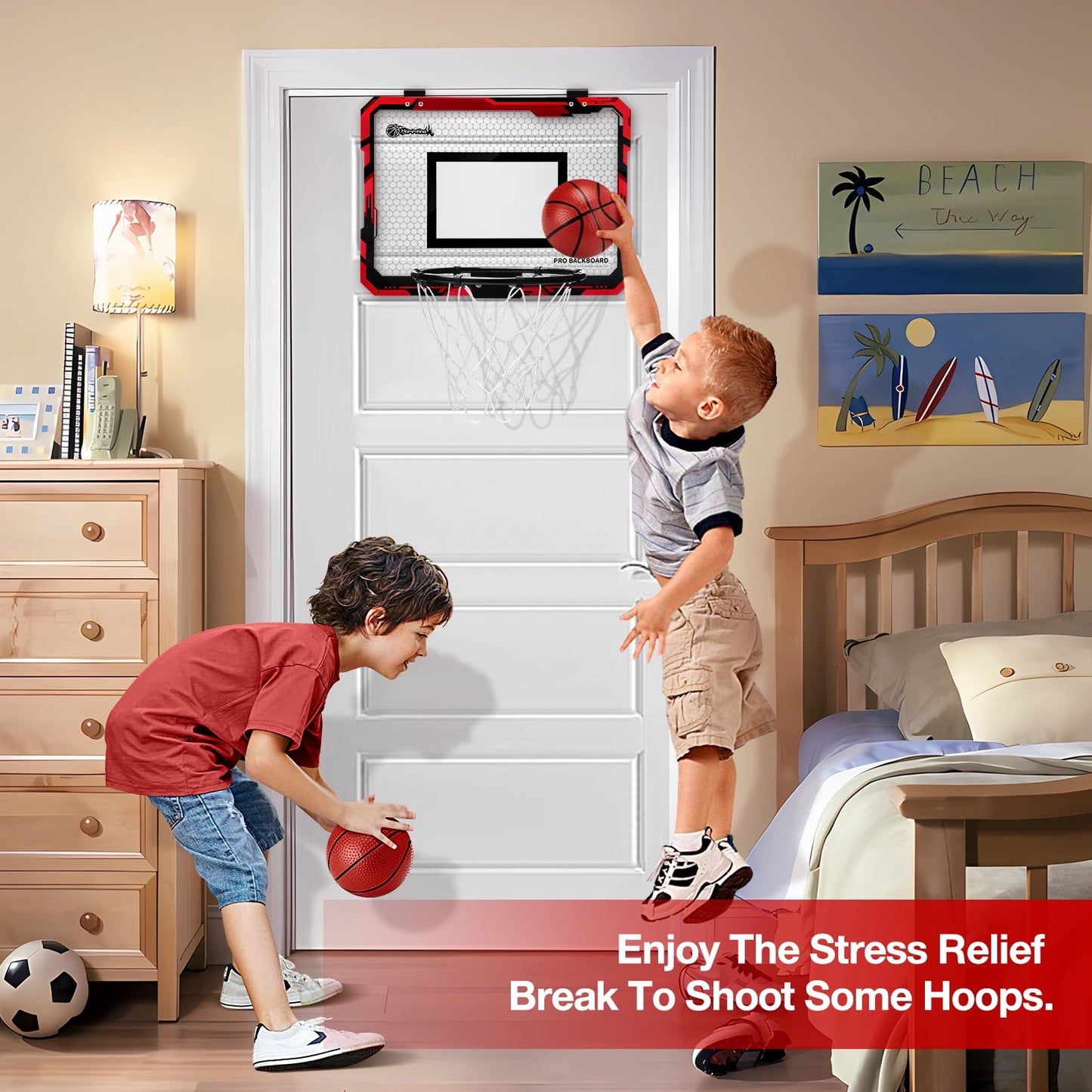 Ayieyill Basketball Hoop Indoor for Kids 15.7" x 11.8" - Automatic Scoring Basketball Hoop Mini Basketball Hoop for Door with 3 Balls, Basketball Toy for Kids Boy Toys Teens Adults