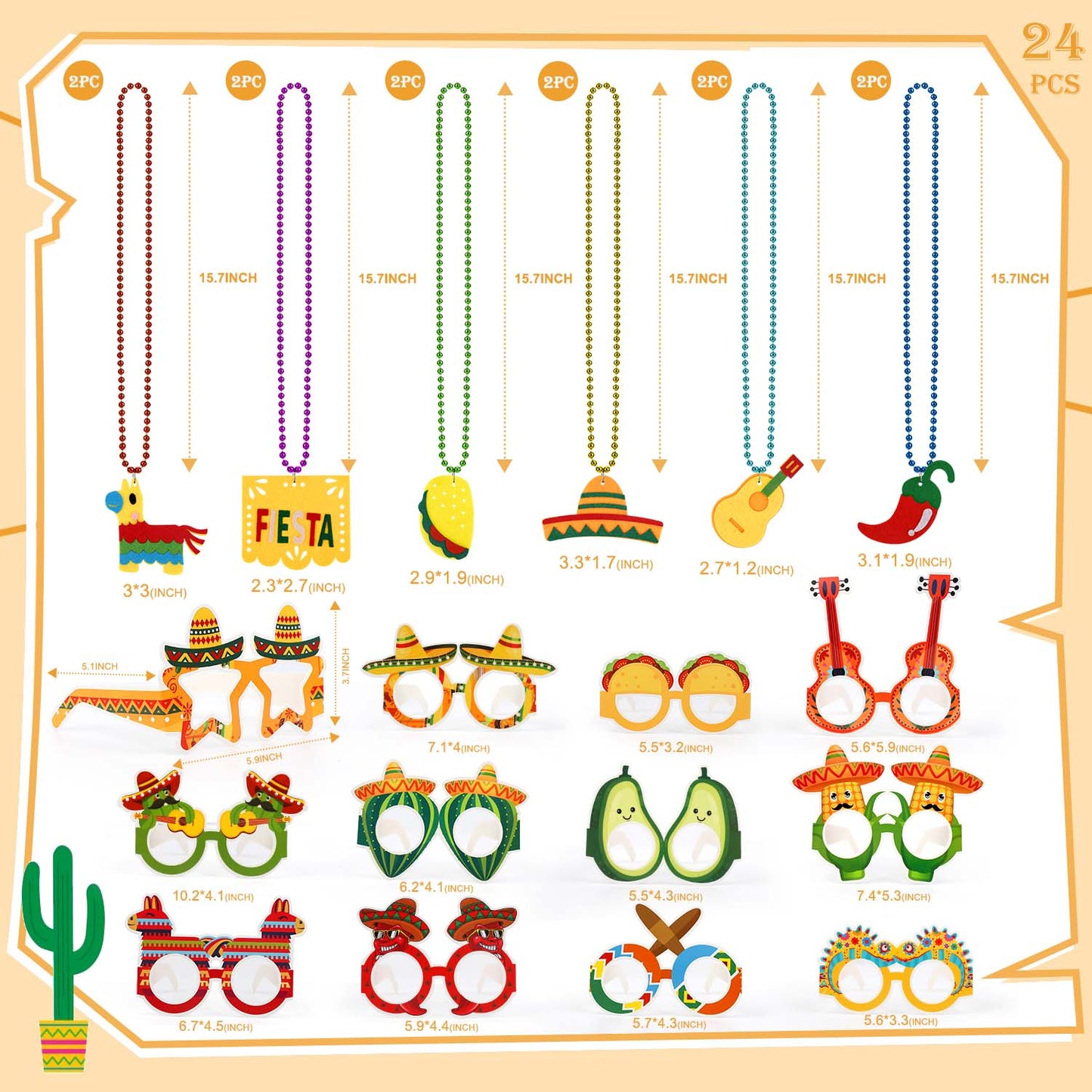 Ayieyill 24PCS Cinco de Mayo Fiesta Decorations- Mexican Decorations Mexican Themed Party Supplies