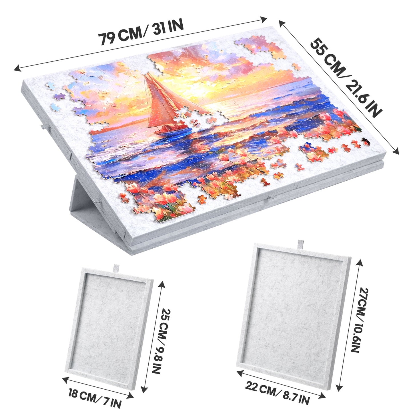Ayieyill 1000 Piece Rotating Puzzle Board with Drawers and Cover,21"x31"Portable Felt Jigsaw Puzzle Table for Adults Portable,Lazy Susan Spinning Puzzle Boards Birthday Gift for Mom