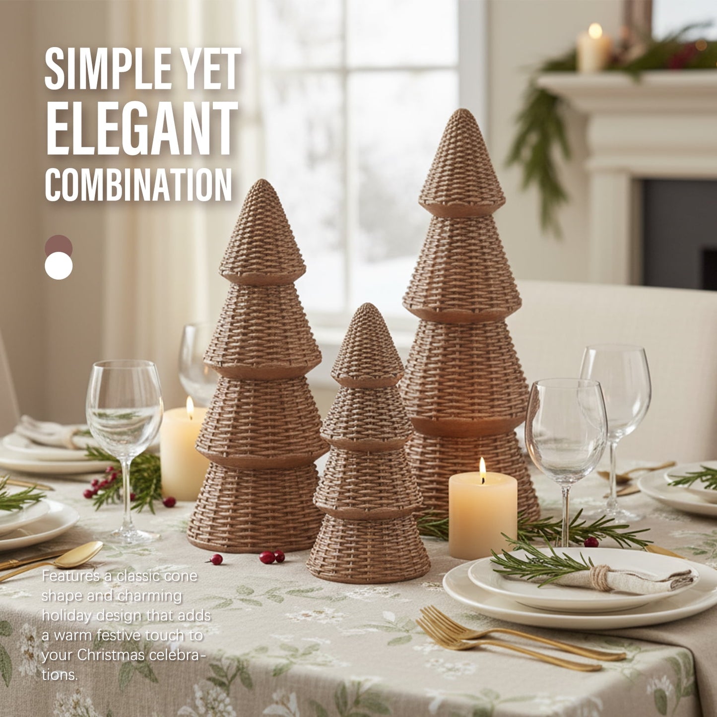 Ayieyill 3pcs Tabletop Christmas Tree Velvet Woven Resin Christmas Trees for Christmas Decor Indoor, Christmas Table Decor
