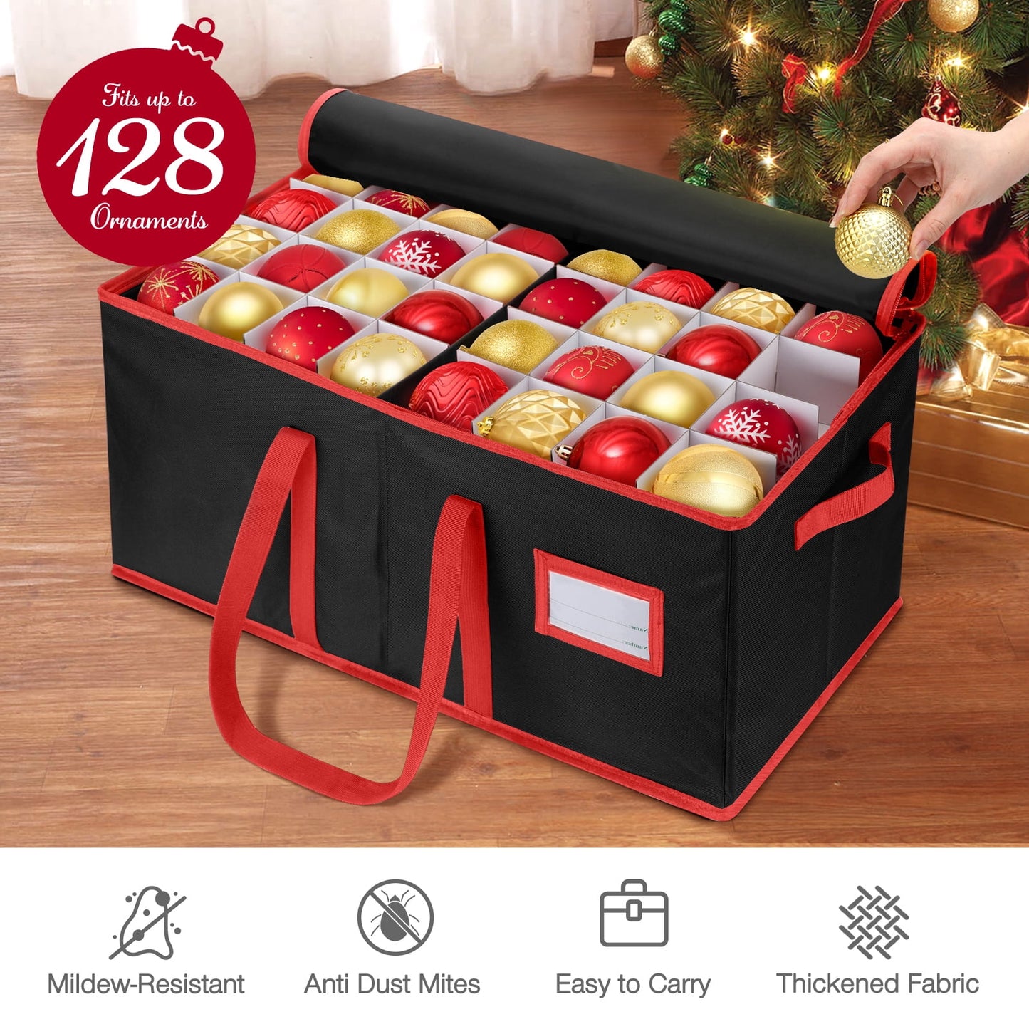 Ayieyill Christmas Tree Storage Bag and Christmas Ornament Storage Fits Up to 128 Ornament