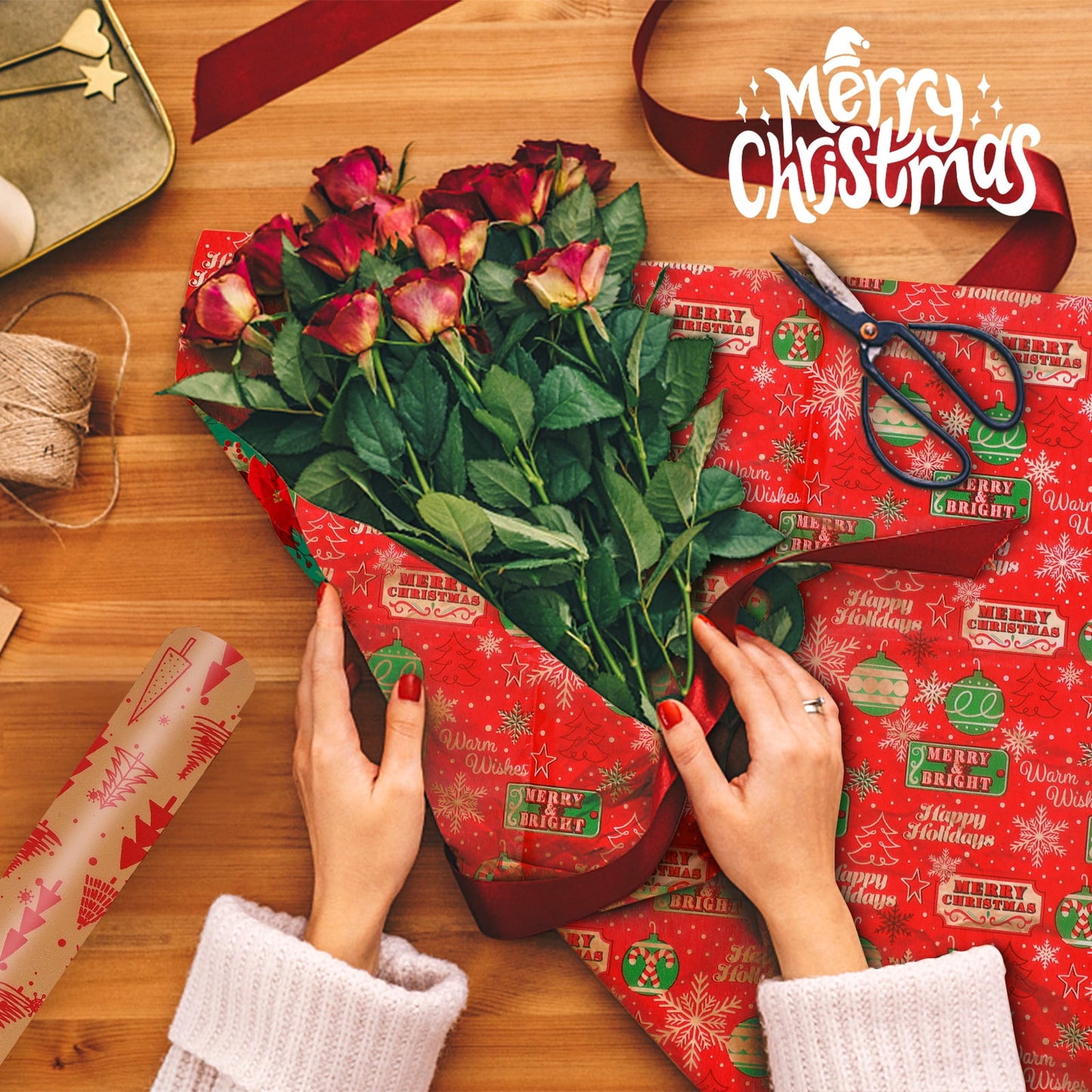 Ayieyill 70pcs Christmas Tissue Paper Sheets Christmas Wrapping Paper Xmas Tissue Paper for Gift Bags Gift Wrap