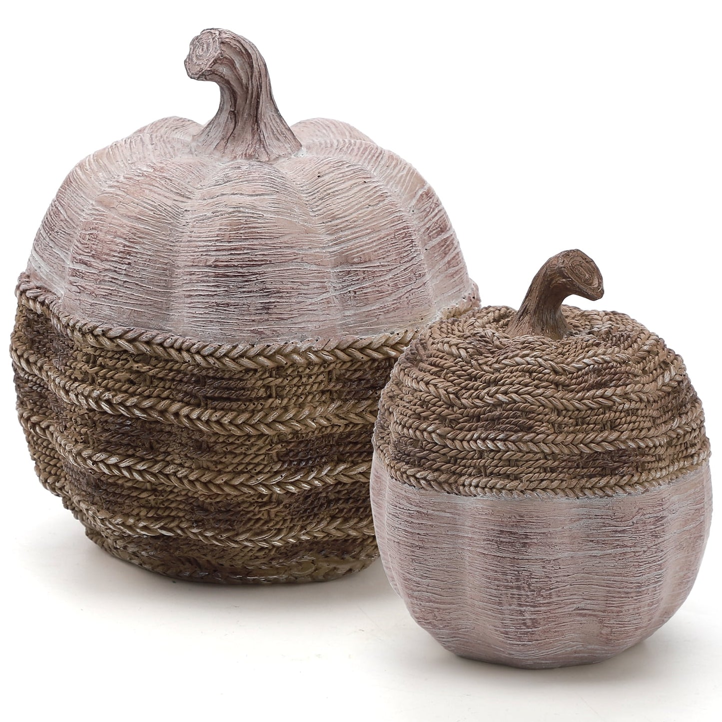 Ayieyill 2pcs Resin Pumpkin Figurines with Woven Texture Fall Decor Autumn Decor Thanksgiving Decorations for Home