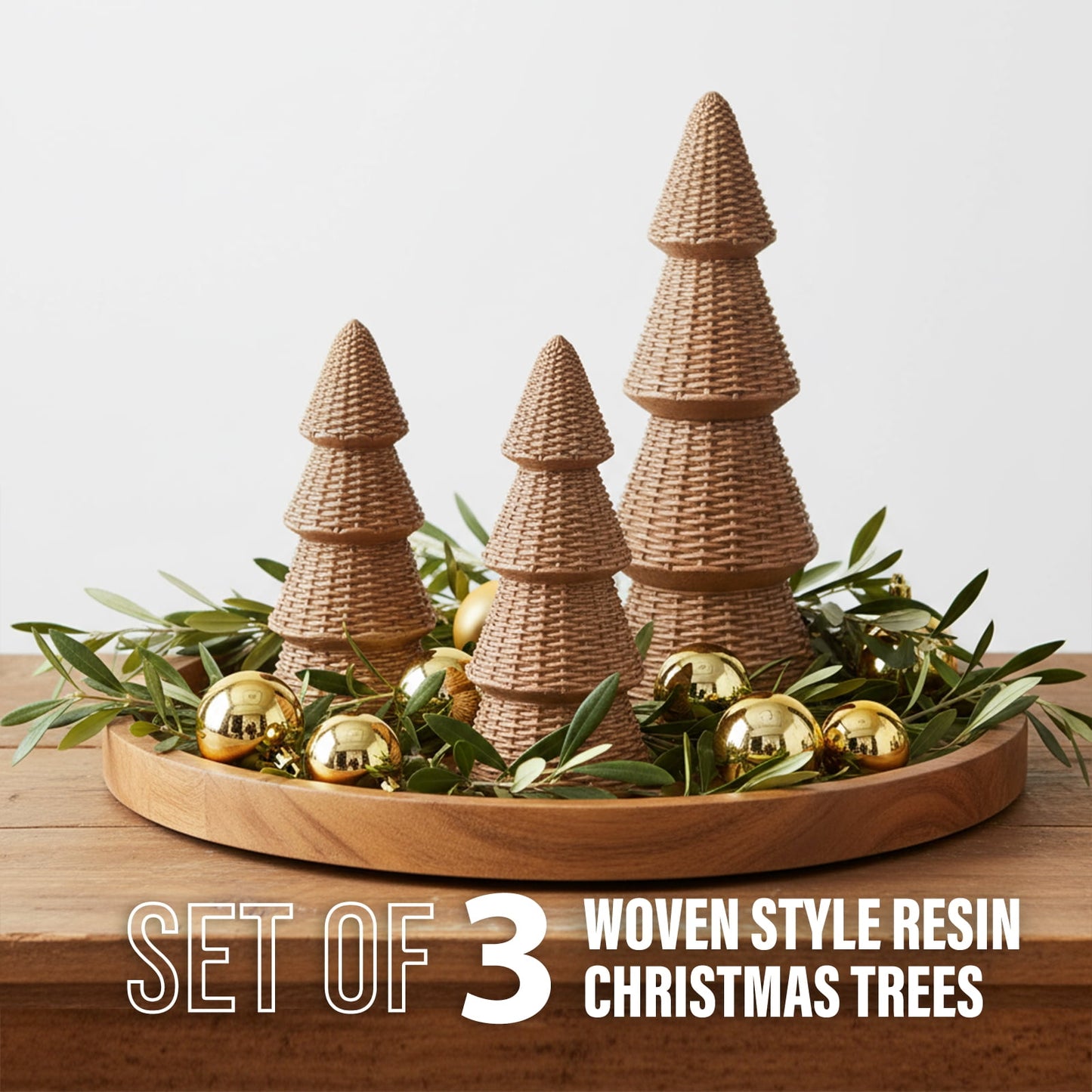 Ayieyill 3pcs Tabletop Christmas Tree Velvet Woven Resin Christmas Trees for Christmas Decor Indoor, Christmas Table Decor