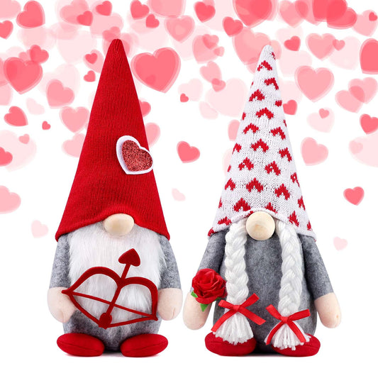 Ayieyill Valentines Day Decor 2pcs Valentine Gnomes Plush