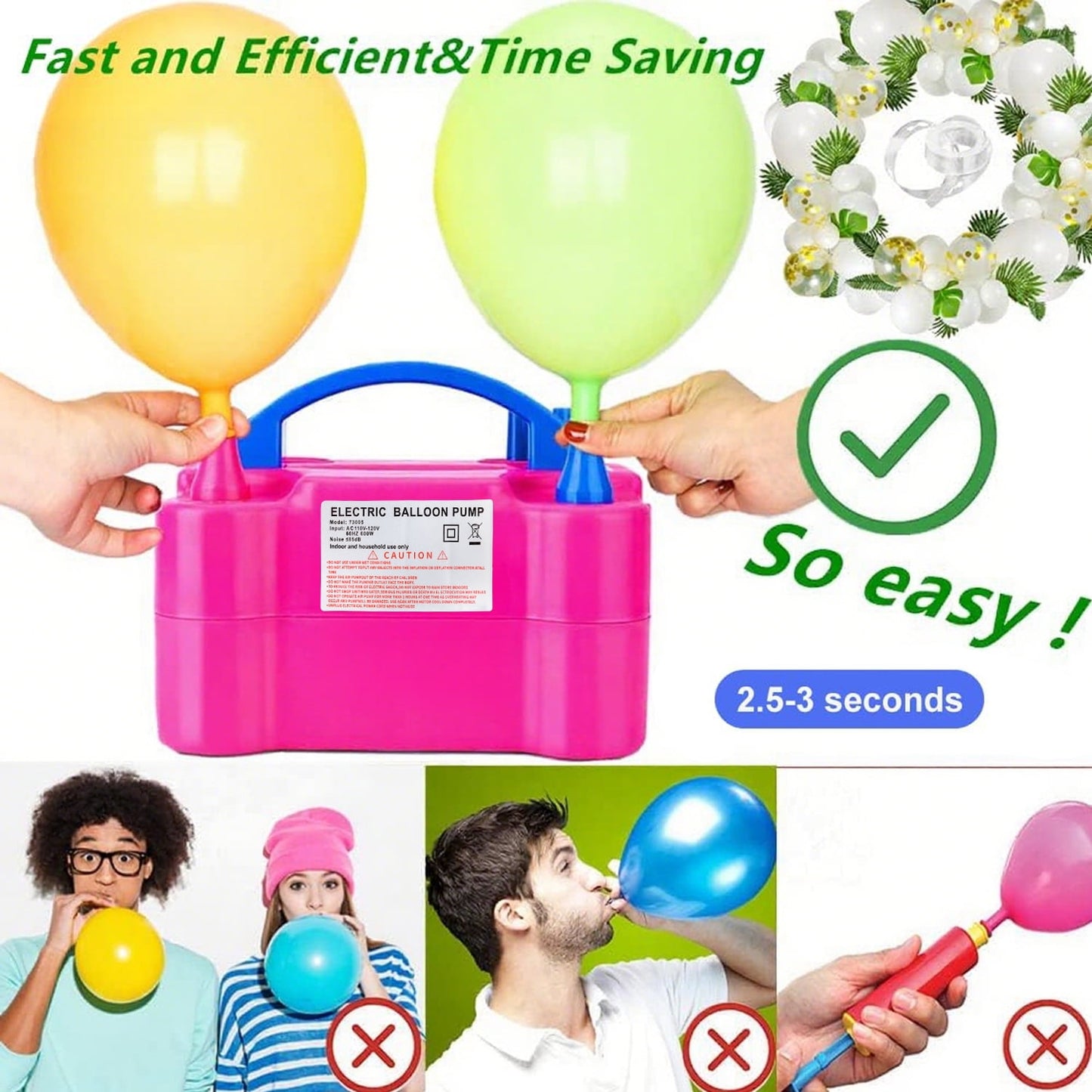 Ayieyill Balloon Pump Electric, Portable Dual Nozzle Electric Balloon Blower Machine, Balloon Inflator Air Pump for Party Decorations